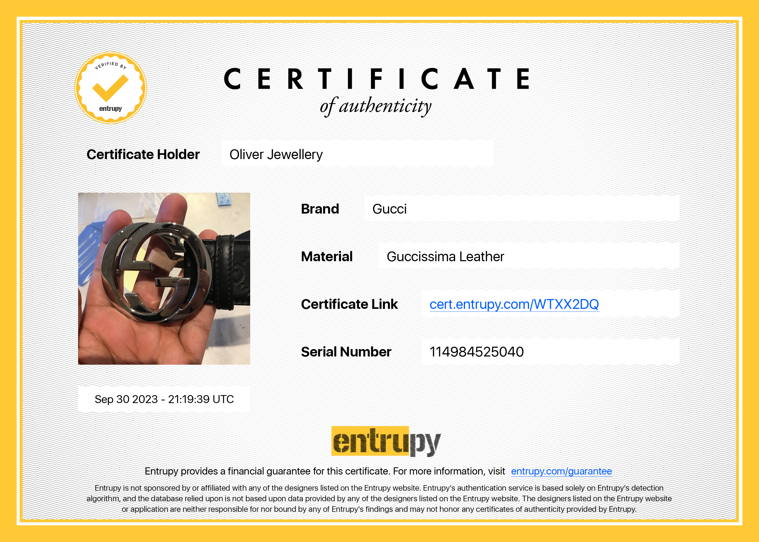 Gucci Black Signature Leather Belt