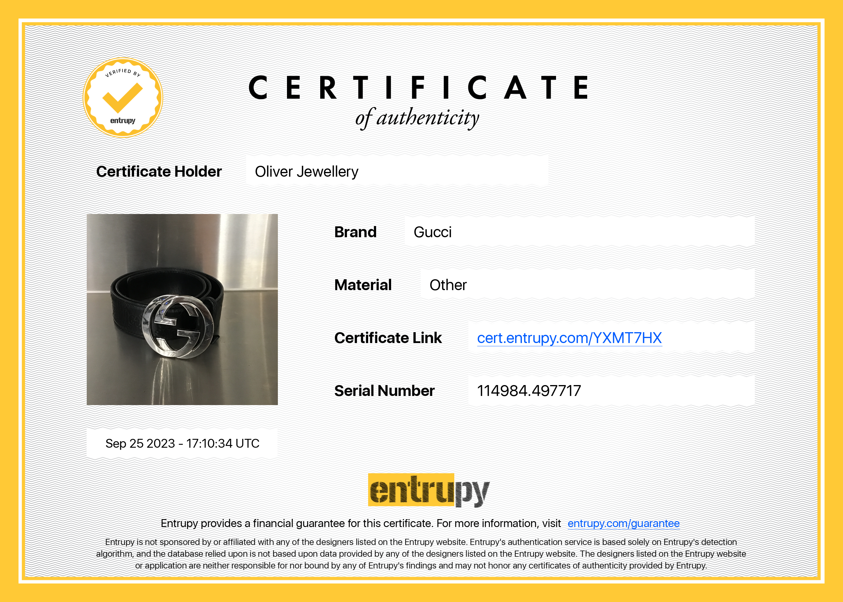 Gucci Black Signature Leather Belt with Double G Buckle, Size 85 34