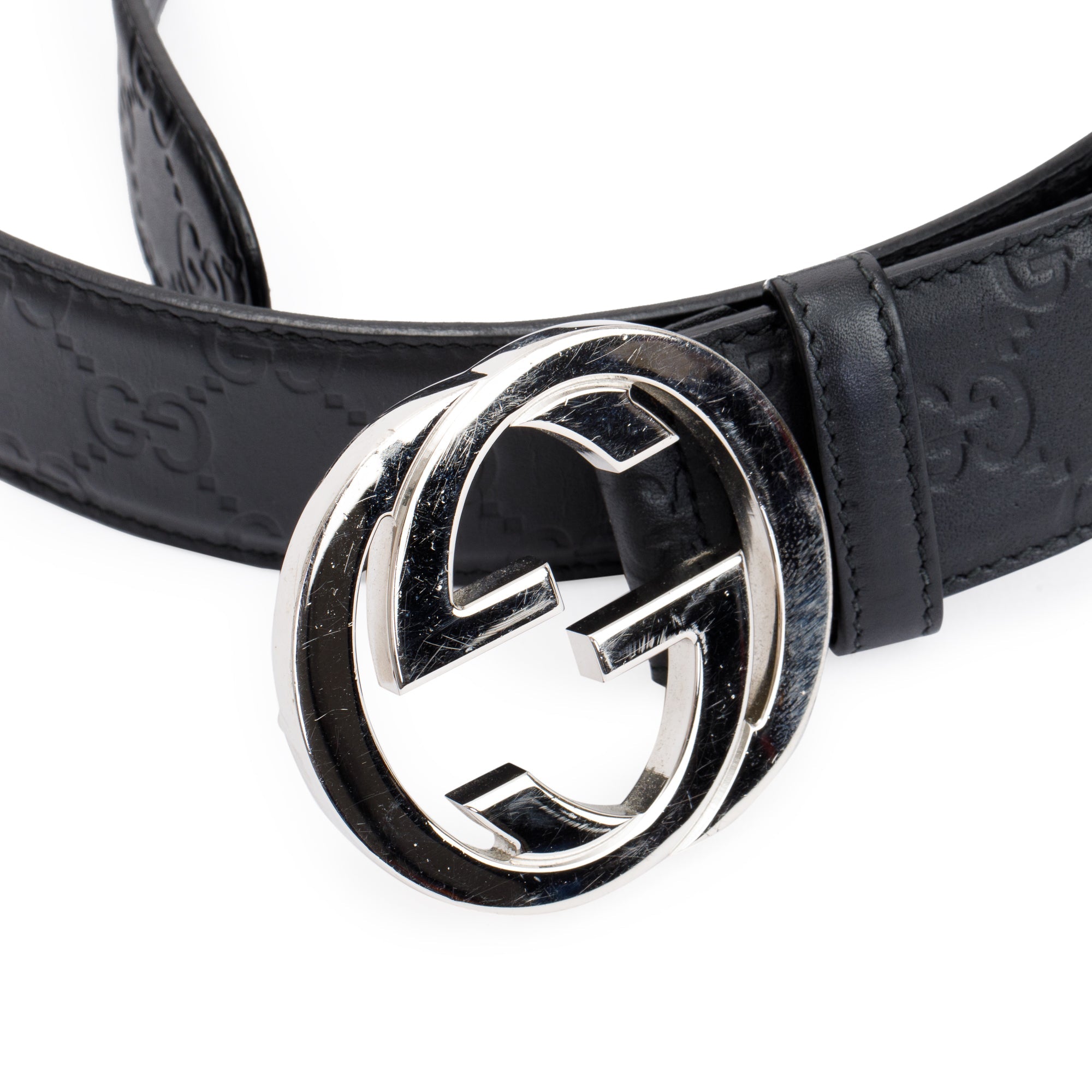 Gucci Black Signature Leather Belt with G Buckle