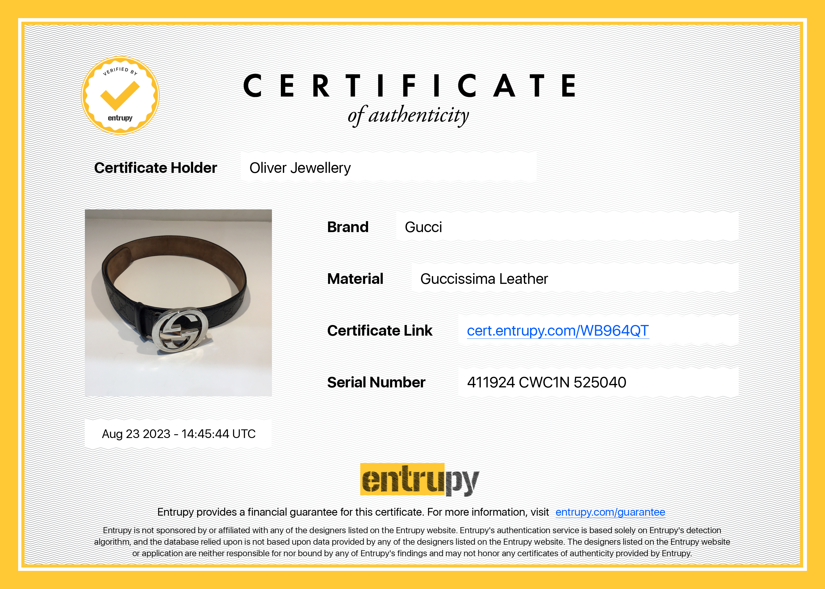 Gucci Black Signature Leather Belt with G Buckle