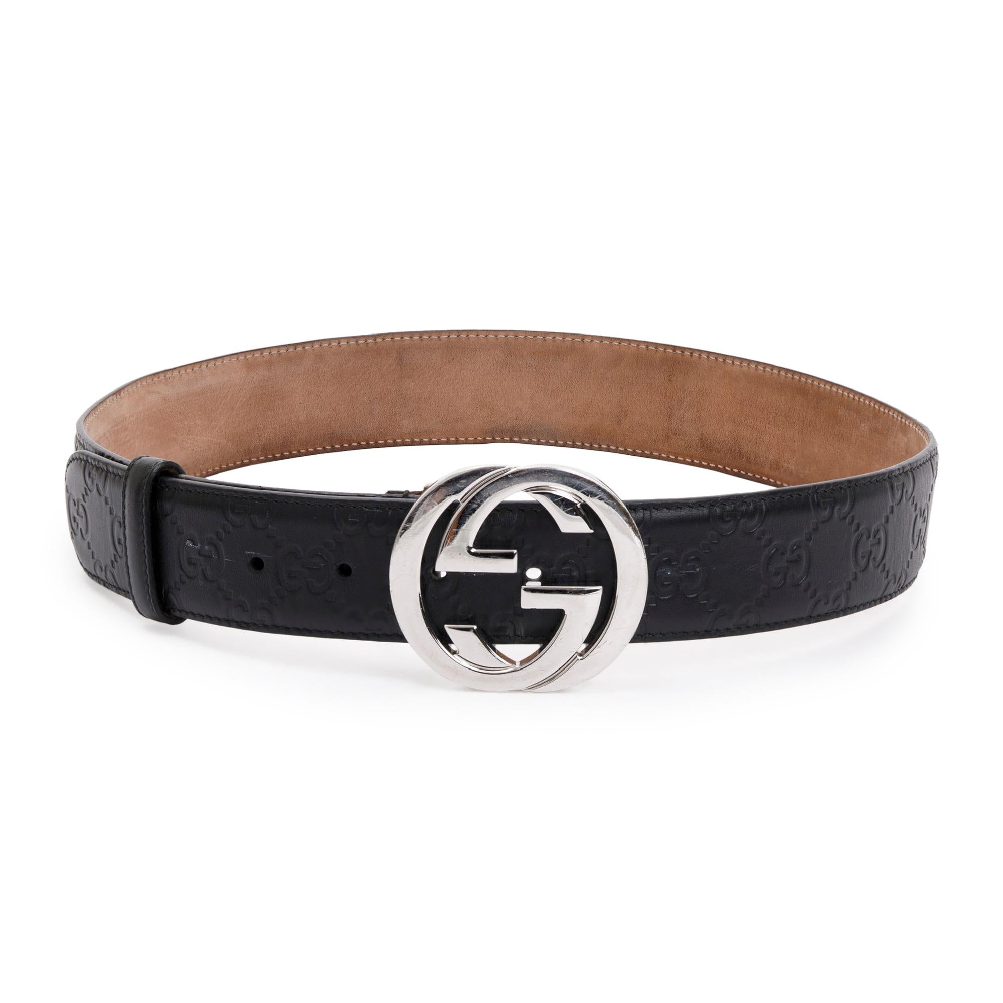 Gucci Black Signature Leather Belt with G Buckle