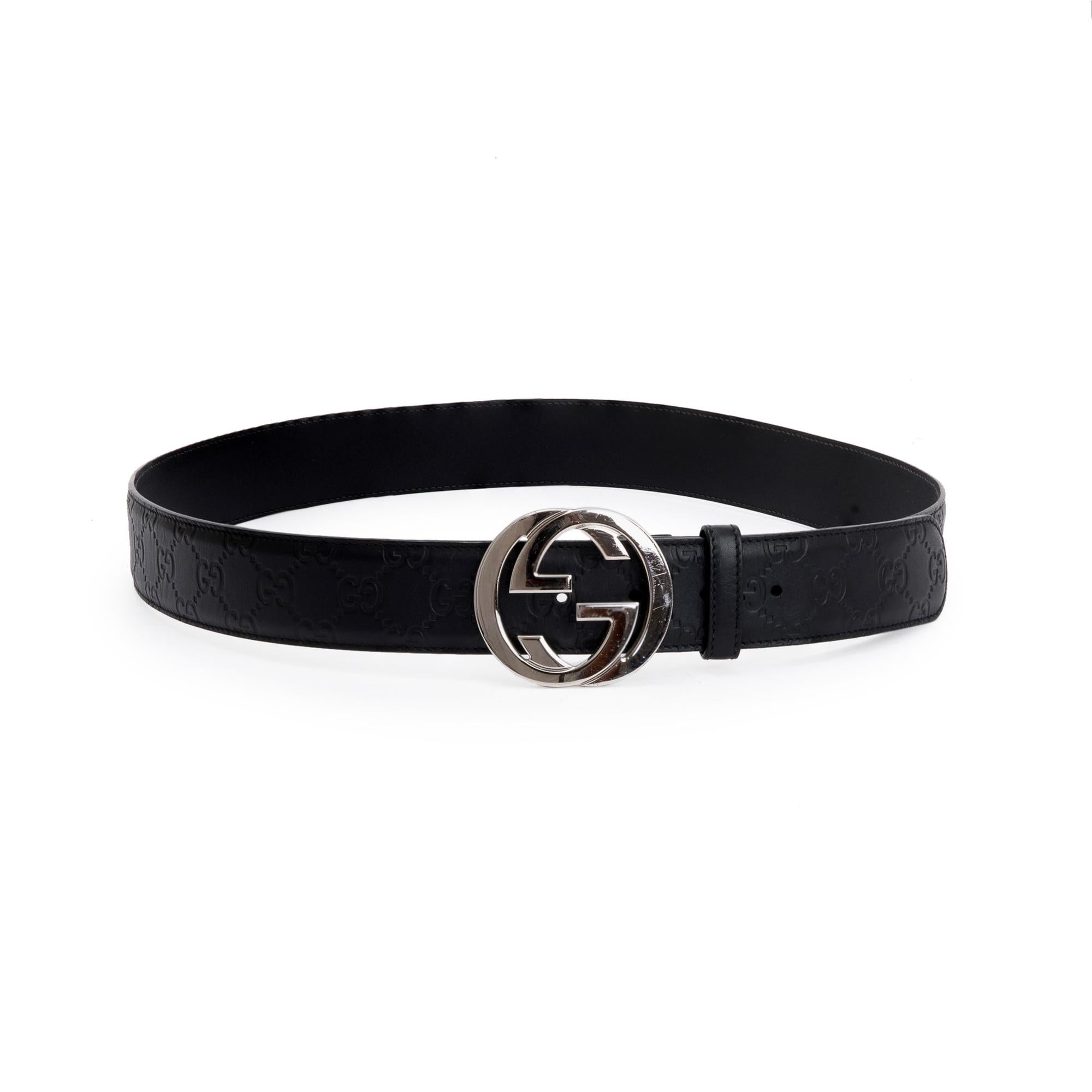 Gucci Black Signature Leather Belt with G Buckle