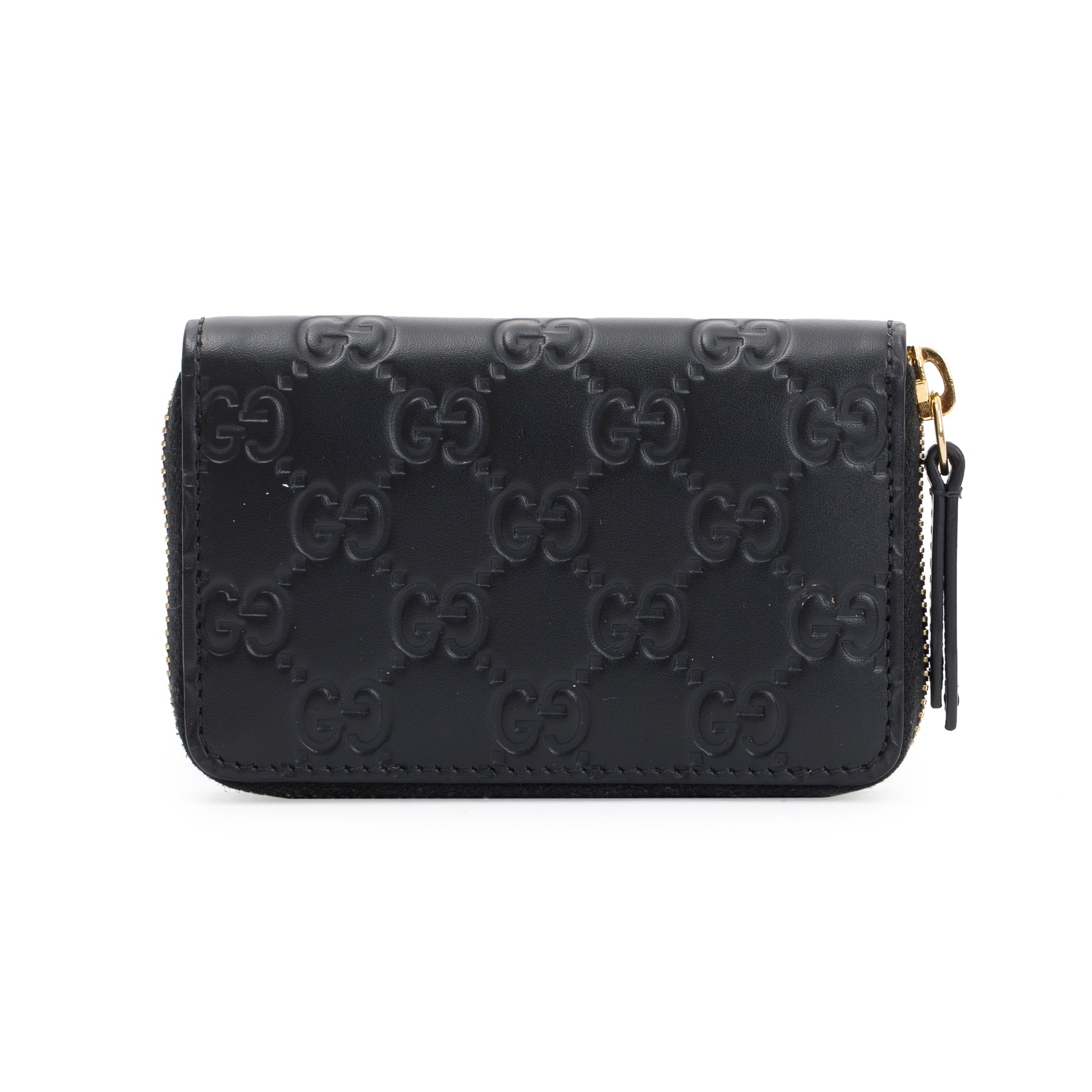 Gucci Black Signature Leather Card Case w/ Box