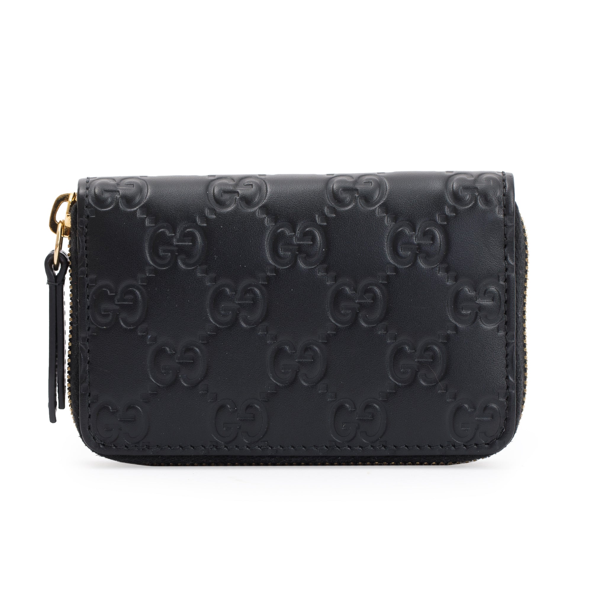 Gucci Black Signature Leather Card Case w/ Box