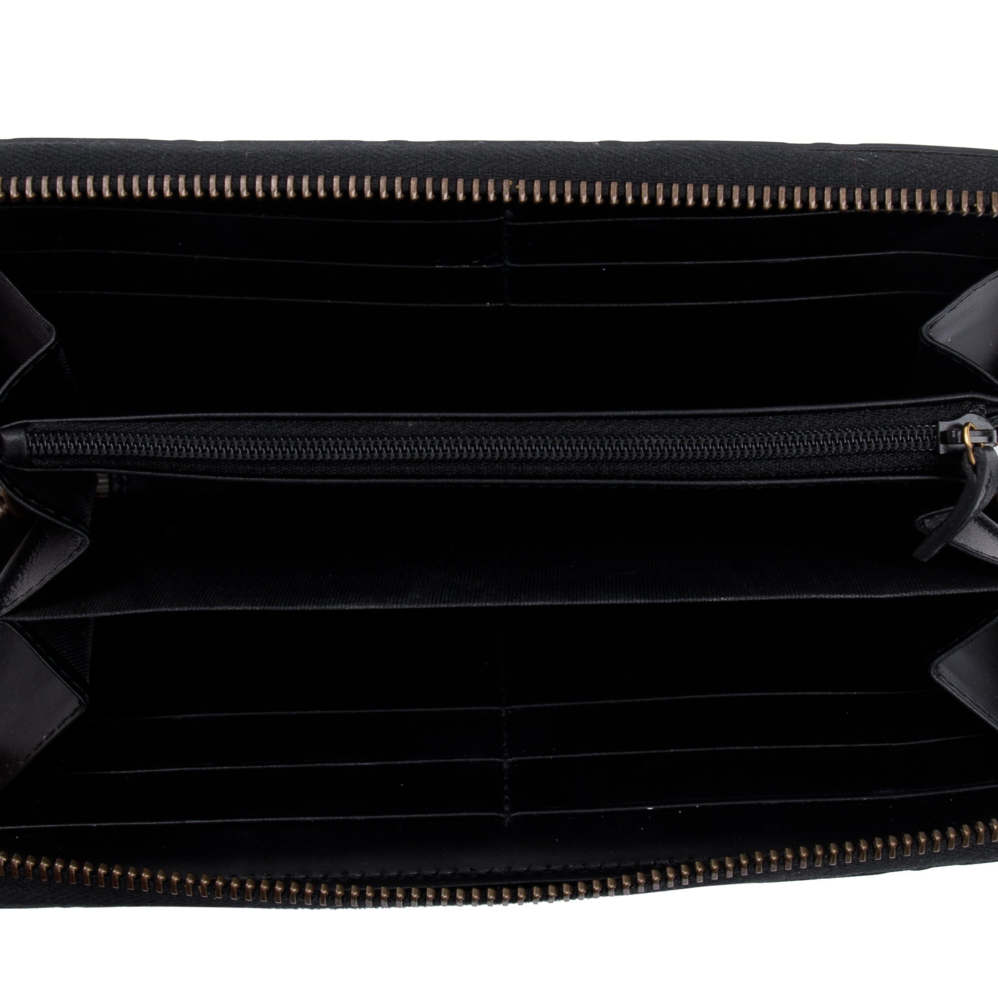 Gucci Black Signature Leather Cat Head Continental Zip Wallet