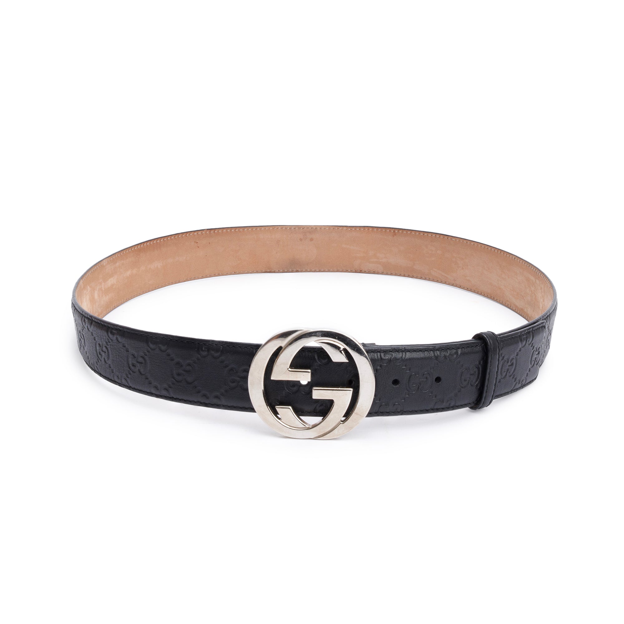 Gucci Black Signature Leather Interlocking G Belt 100 40