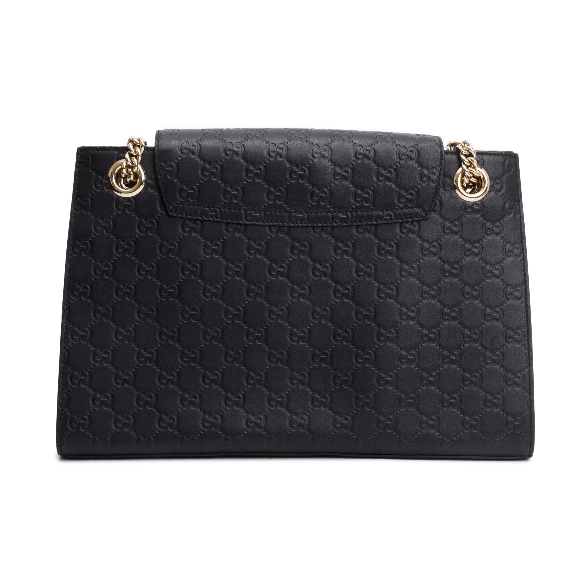 Gucci Black Signature Leather Large Emily Chain Shoulder Bag
