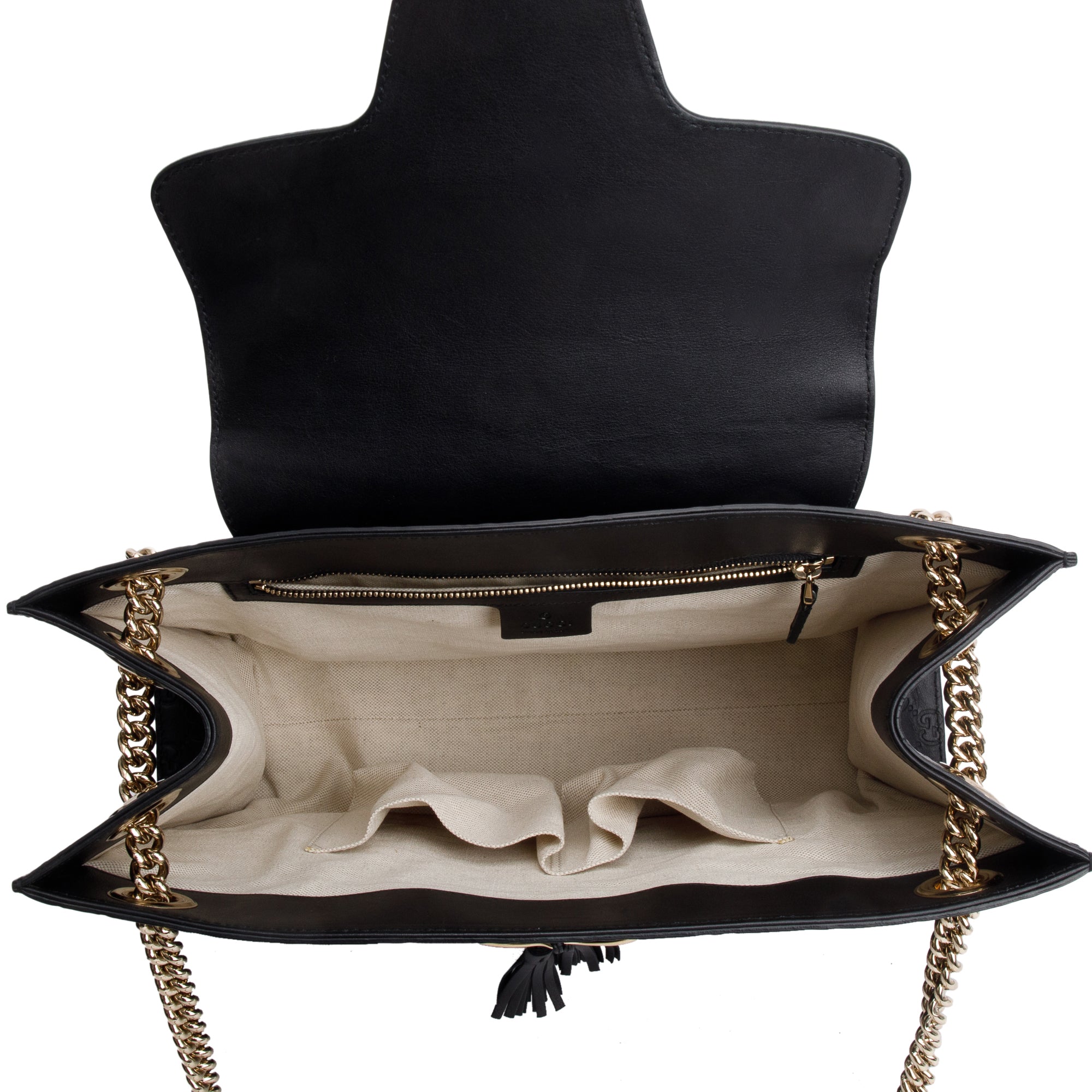 Gucci Black Signature Leather Large Emily Chain Shoulder Bag