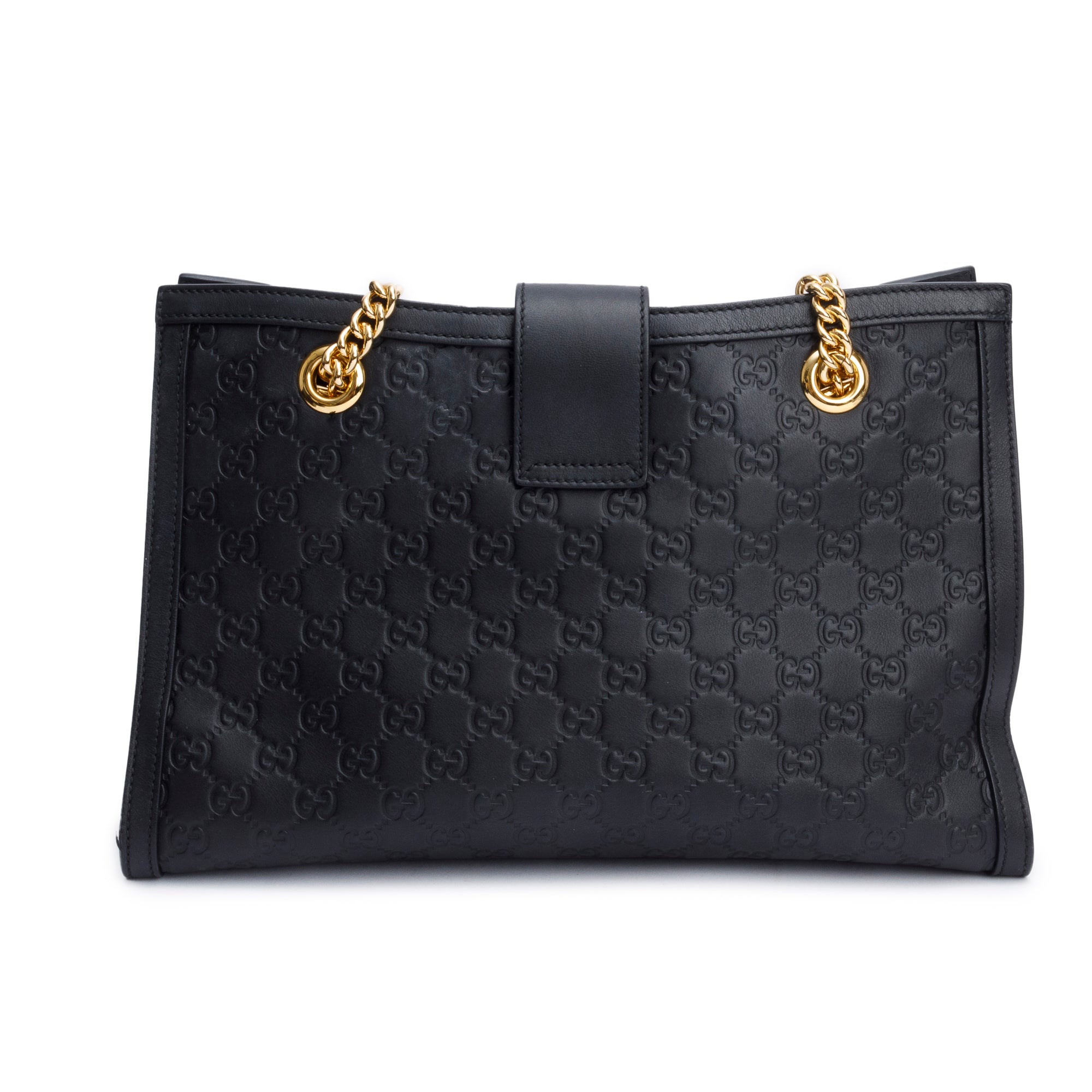 Gucci Black Signature Leather Medium Padlock Shoulder Bag