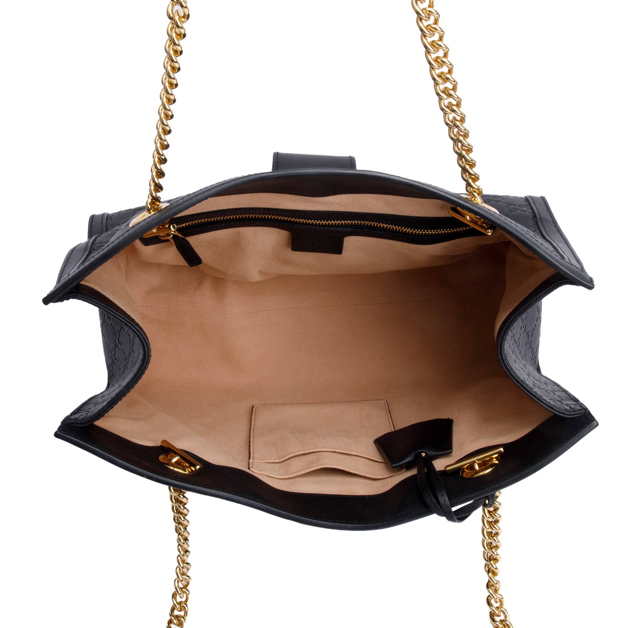 Gucci Black Signature Leather Medium Padlock Shoulder Bag