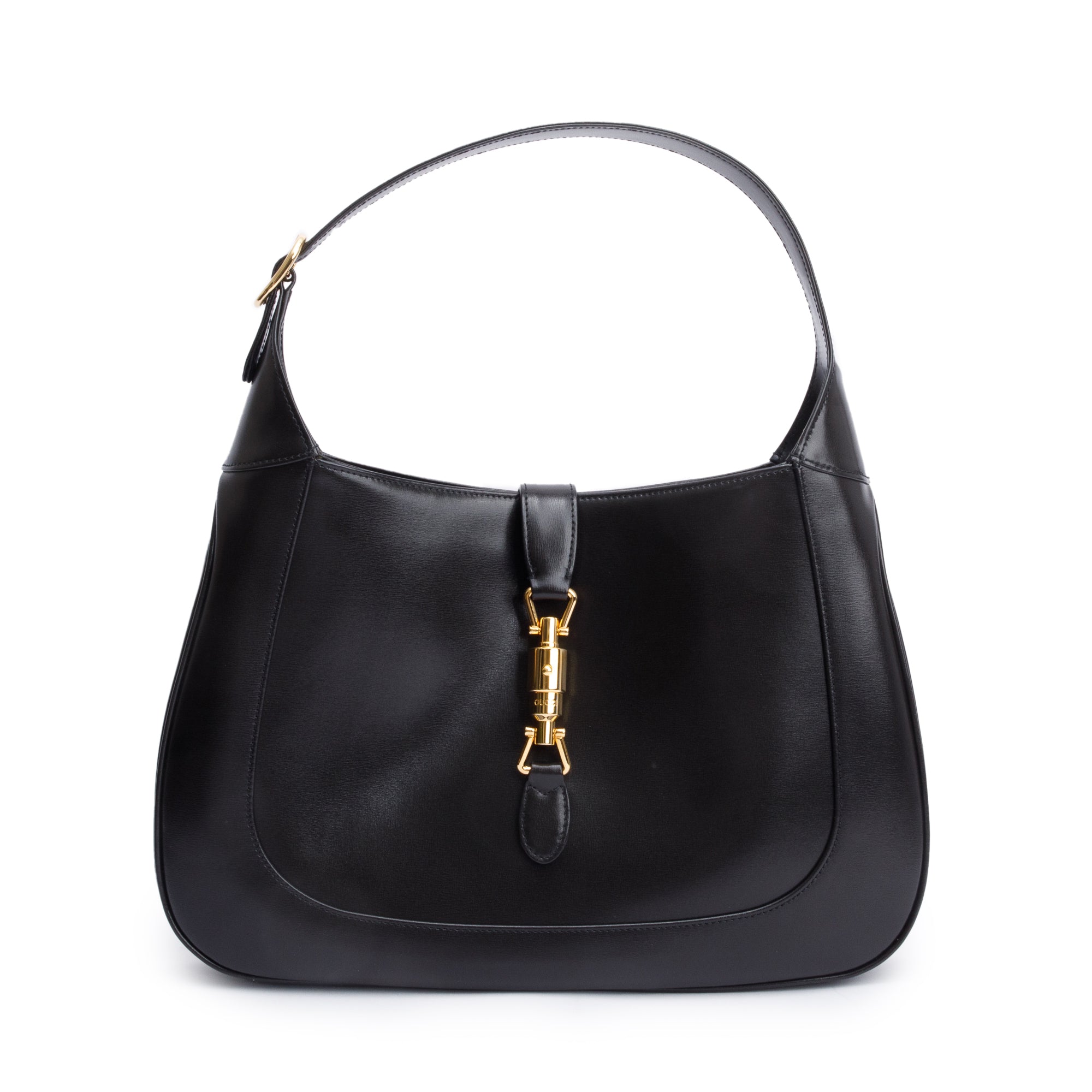 Gucci Black Smooth Leather Jackie 1961 Medium Shoulder Bag w/ Box