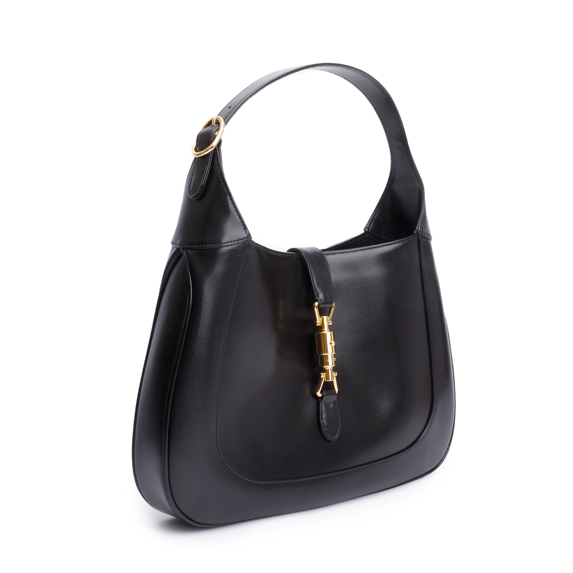 Gucci Black Smooth Leather Jackie 1961 Medium Shoulder Bag w/ Box