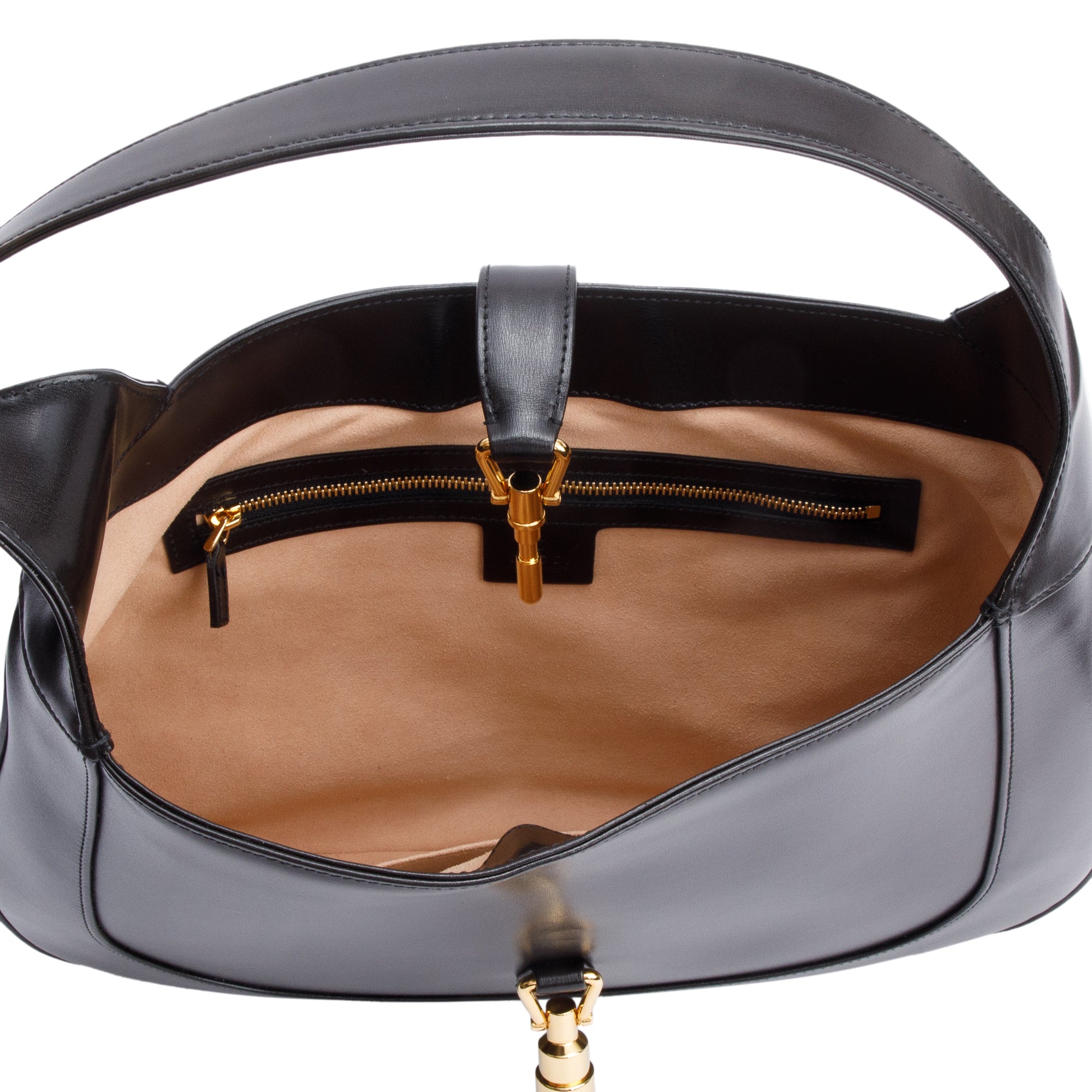 Gucci Black Smooth Leather Jackie 1961 Medium Shoulder Bag w/ Box