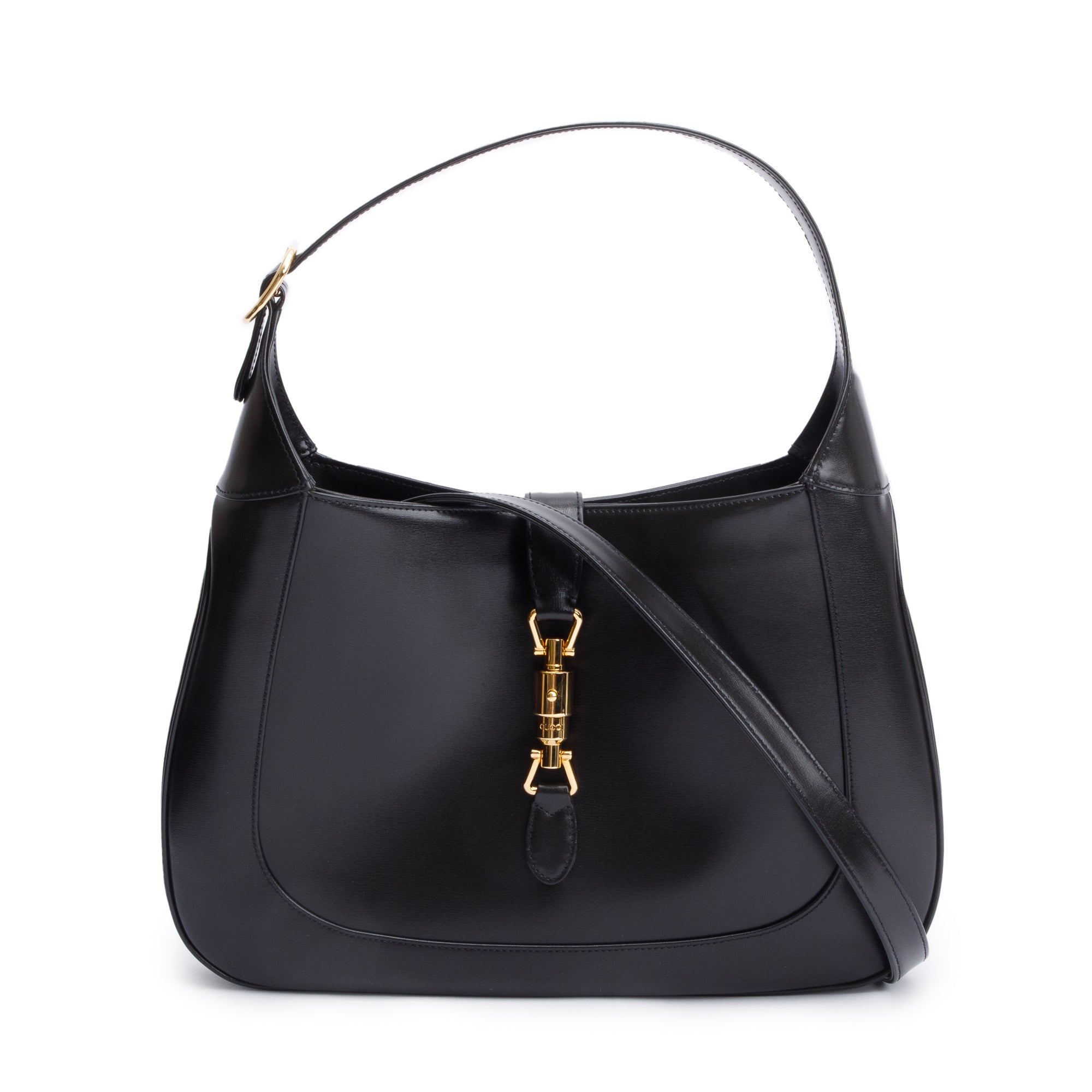 Gucci Black Smooth Leather Jackie 1961 Medium Shoulder Bag w/ Box