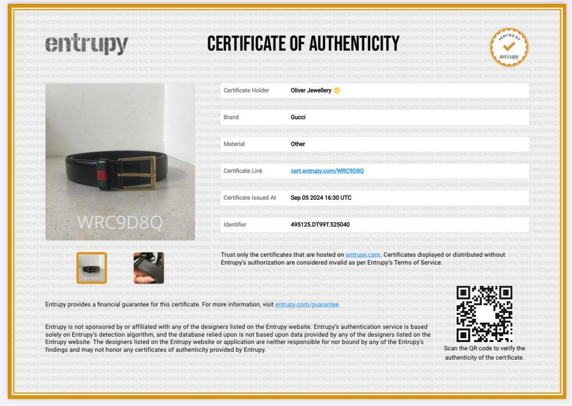 Gucci Black Smooth Leather Web Tang Buckle Belt, 95 38