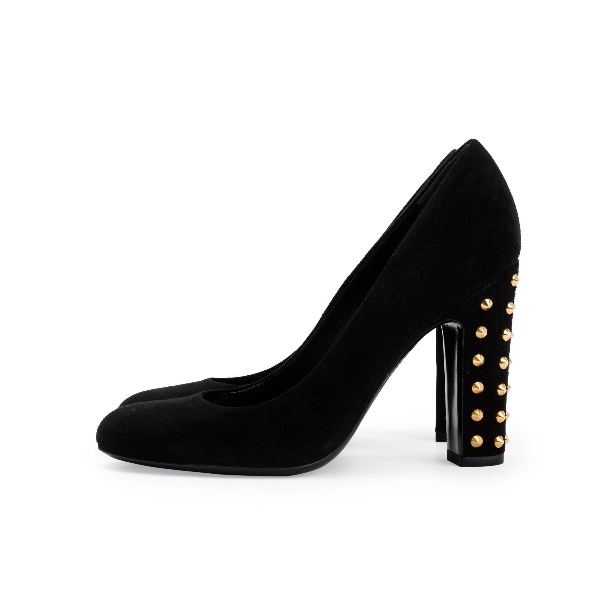 Gucci Black Suede Jacqueline Studded Pumps, Size 37.5 w/ Box