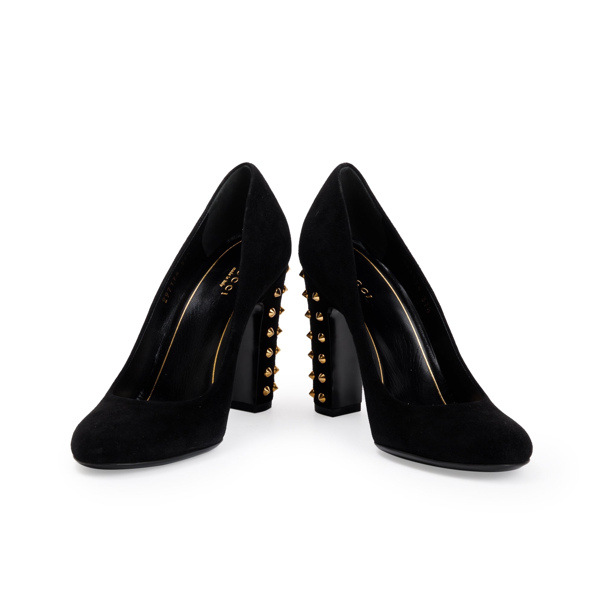 Gucci Black Suede Jacqueline Studded Pumps, Size 37.5 w/ Box