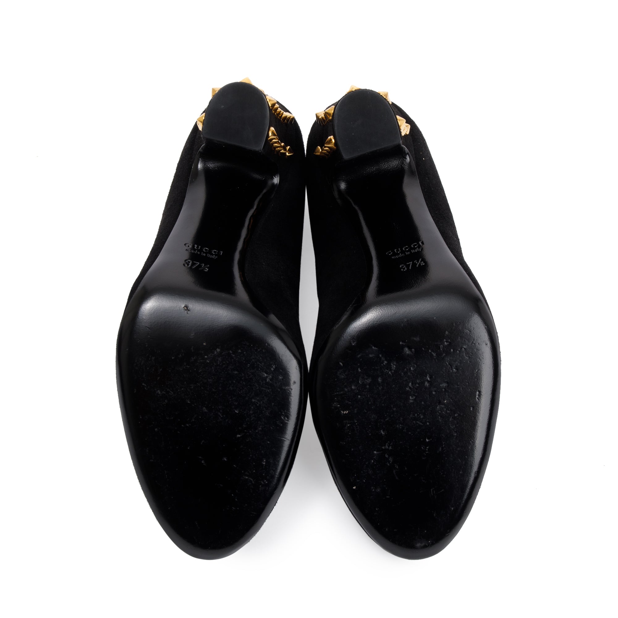 Gucci Black Suede Jacqueline Studded Pumps, Size 37.5 w/ Box