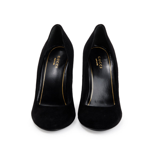 Gucci Black Suede Jacqueline Studded Pumps, Size 37.5 w/ Box