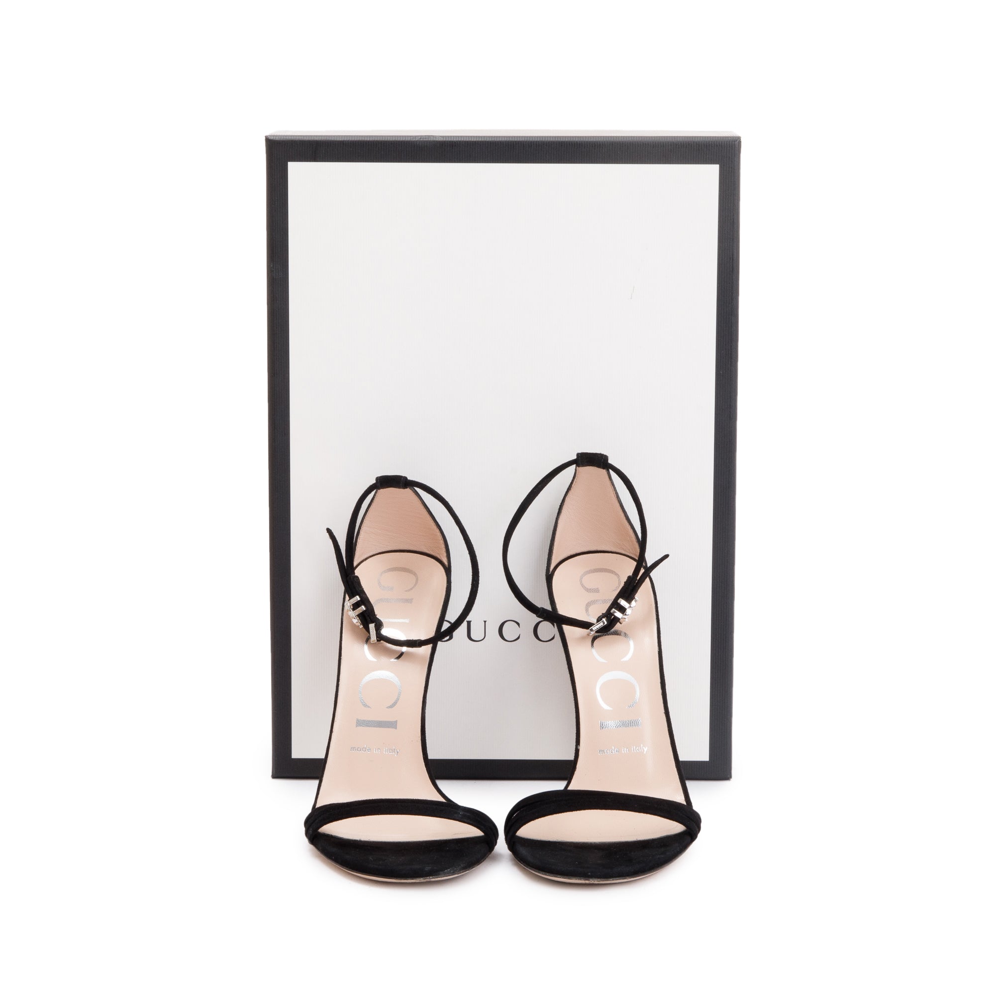 Gucci Black Suede Kid Scamosciato Sandals, Size 37 w/ Box