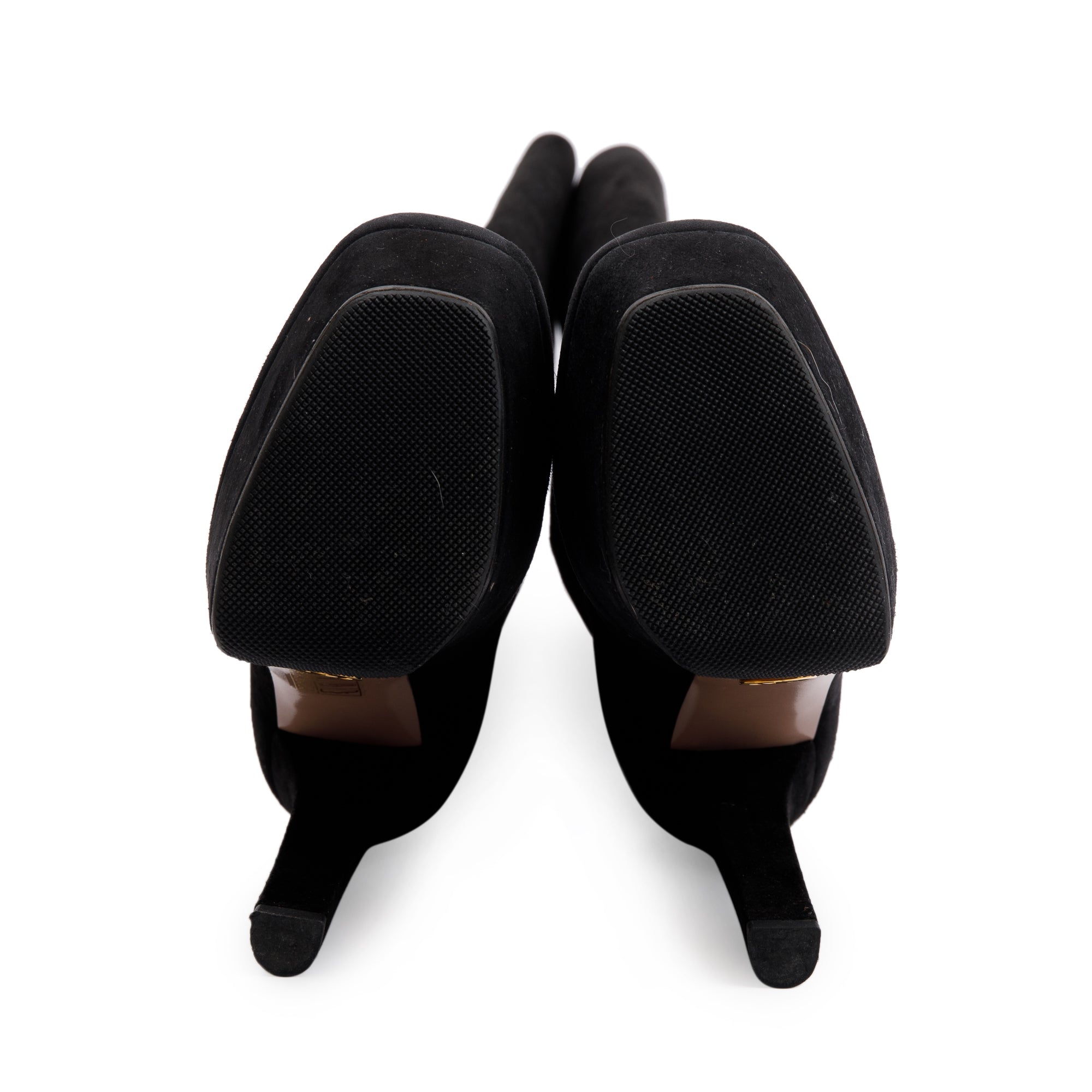 Gucci Black Suede Knee-High Platform Boots, Size 36.5
