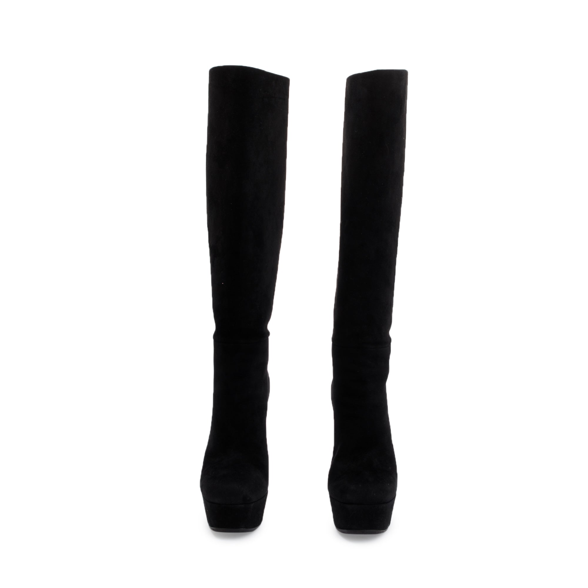 Gucci Black Suede Knee-High Platform Boots, Size 36.5