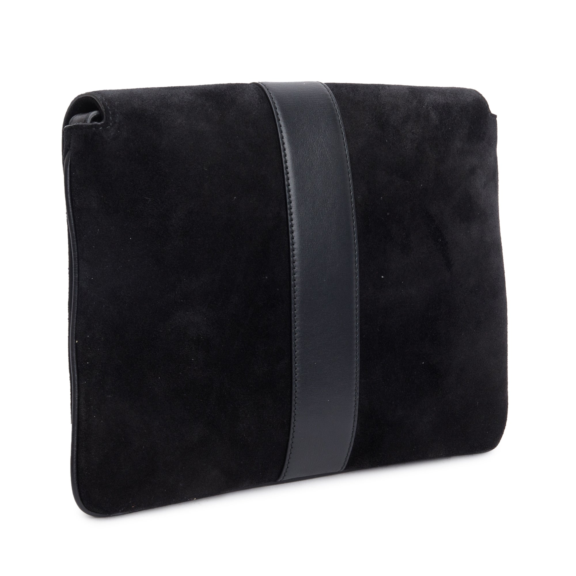 Gucci Black Suede Medium Arli Flap Shoulder Bag w/ Strap