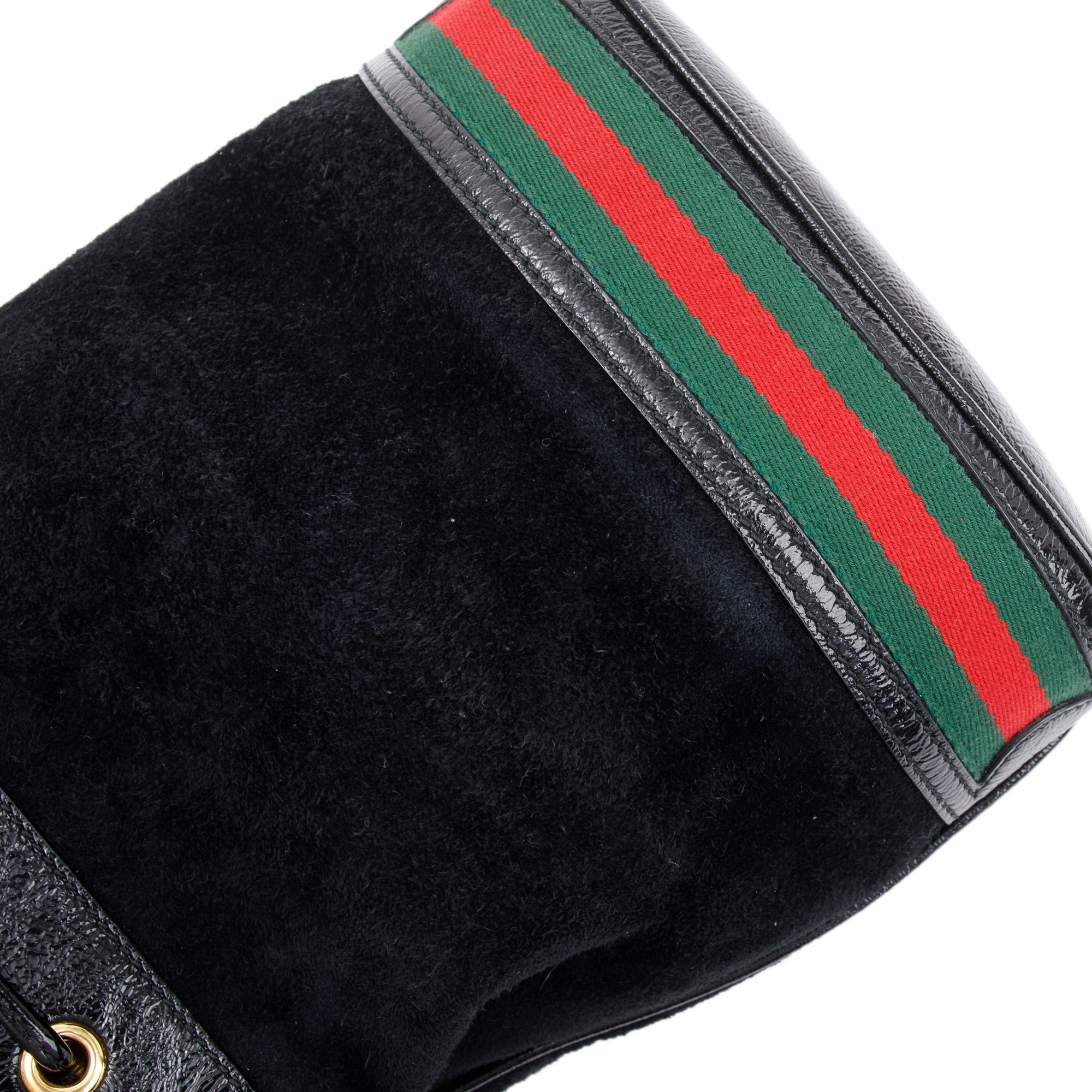 Gucci Black Suede Ophidia GG Small Bucket Bag w/ Strap