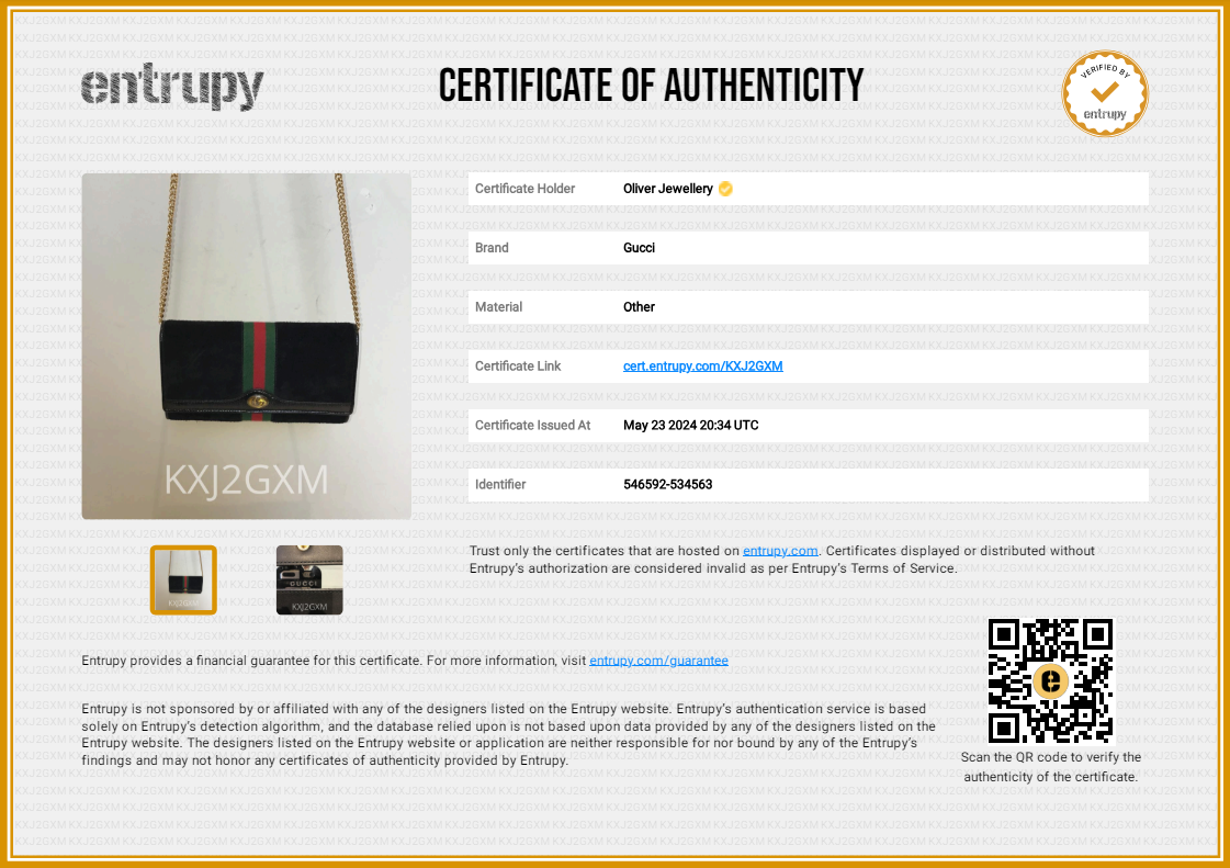 Gucci Black Suede Ophidia GG Web Wallet on Chain w/ Box