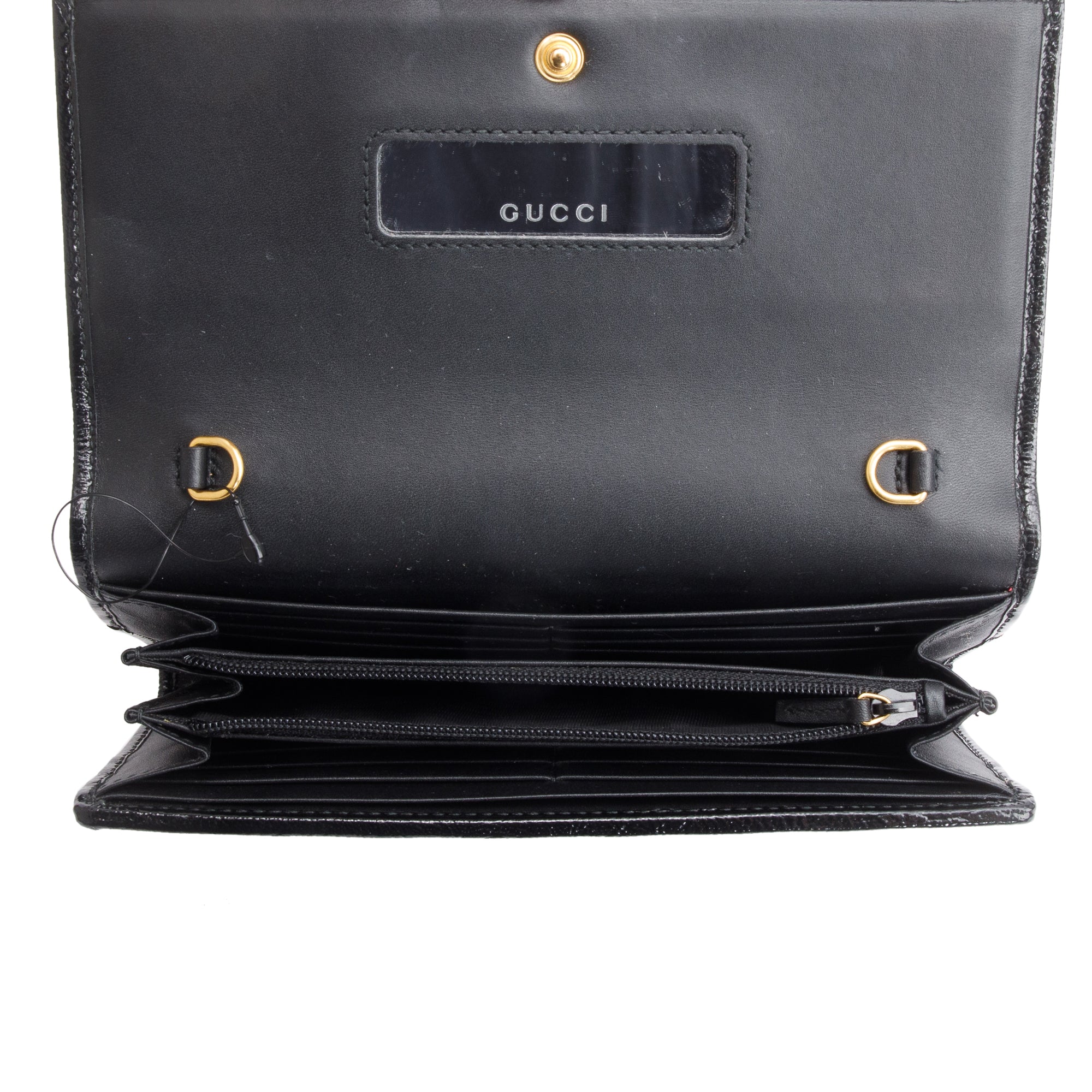 Gucci Black Suede Ophidia GG Web Wallet on Chain w/ Box