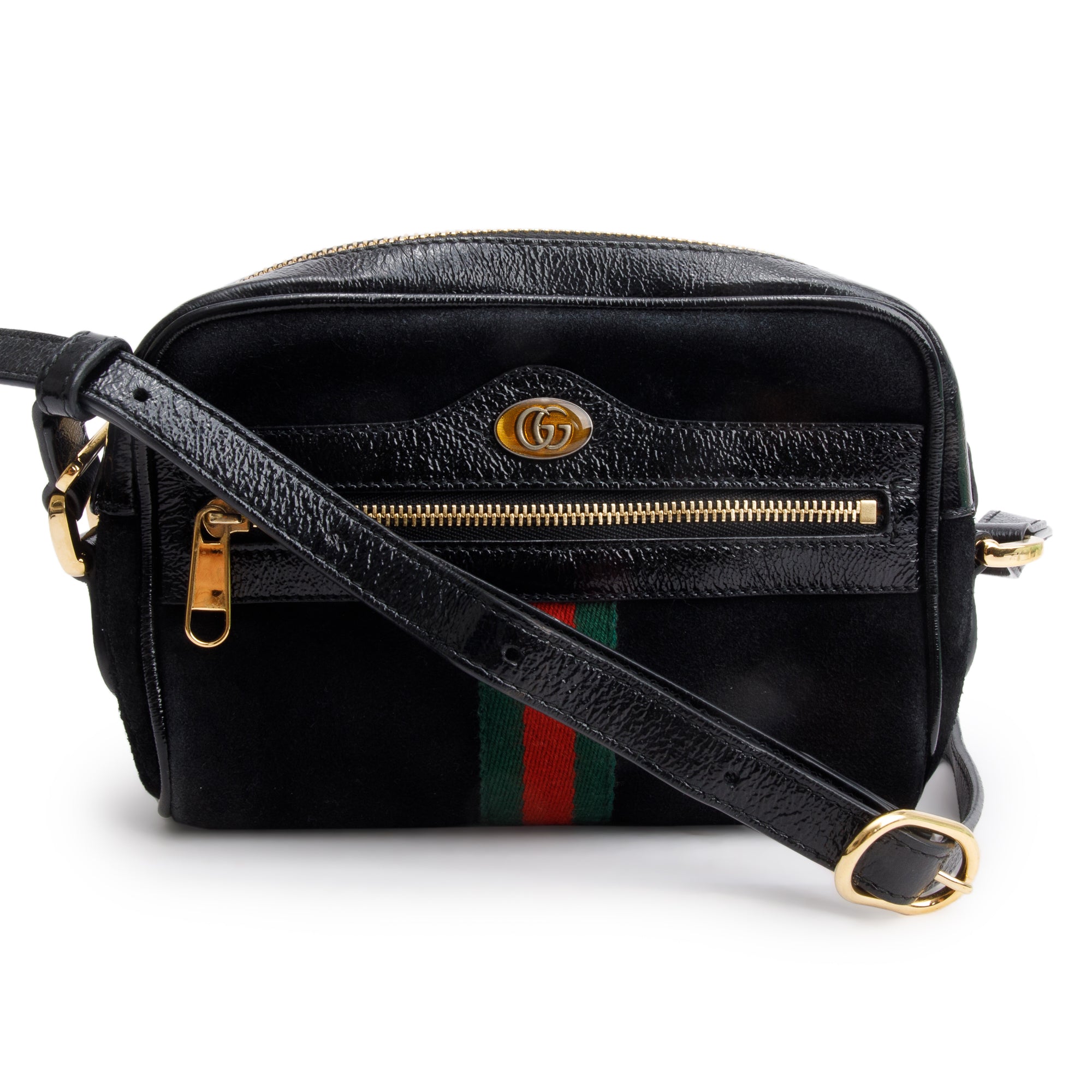 Gucci Black Suede Web Mini Ophidia Crossbody Bag