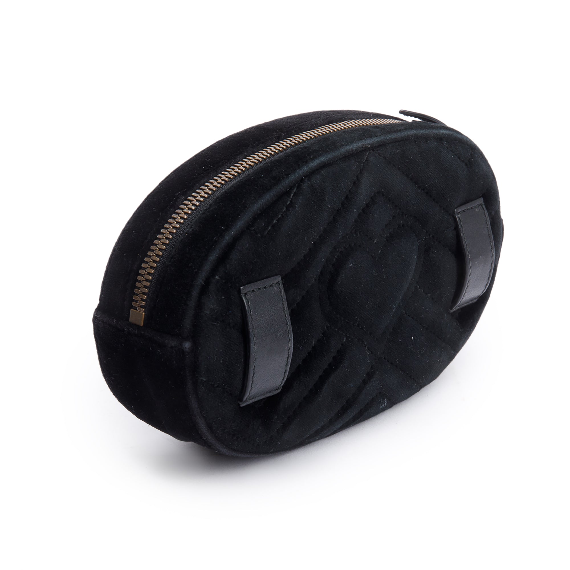 Gucci Black Velvet Matelasse GG Marmont Belt Bag, Size 85 35