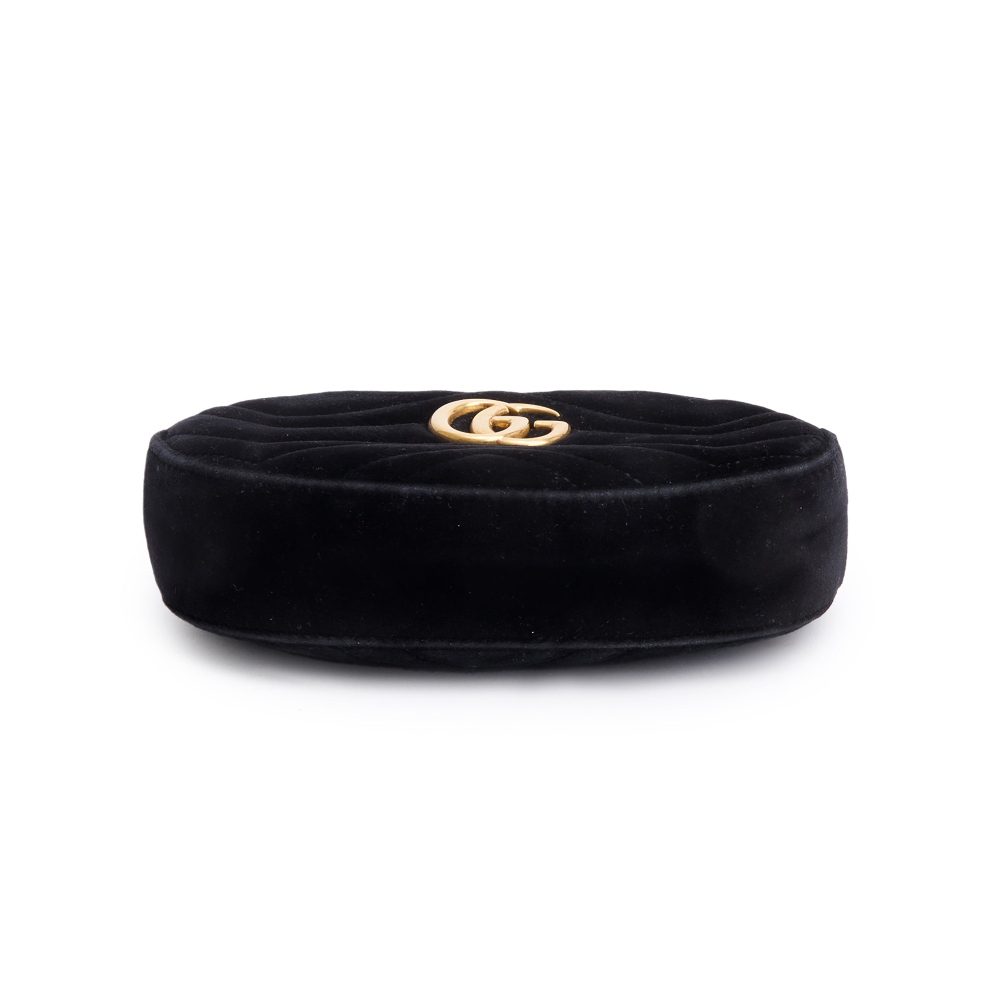 Gucci Black Velvet Matelasse GG Marmont Belt Bag, Size 85 35