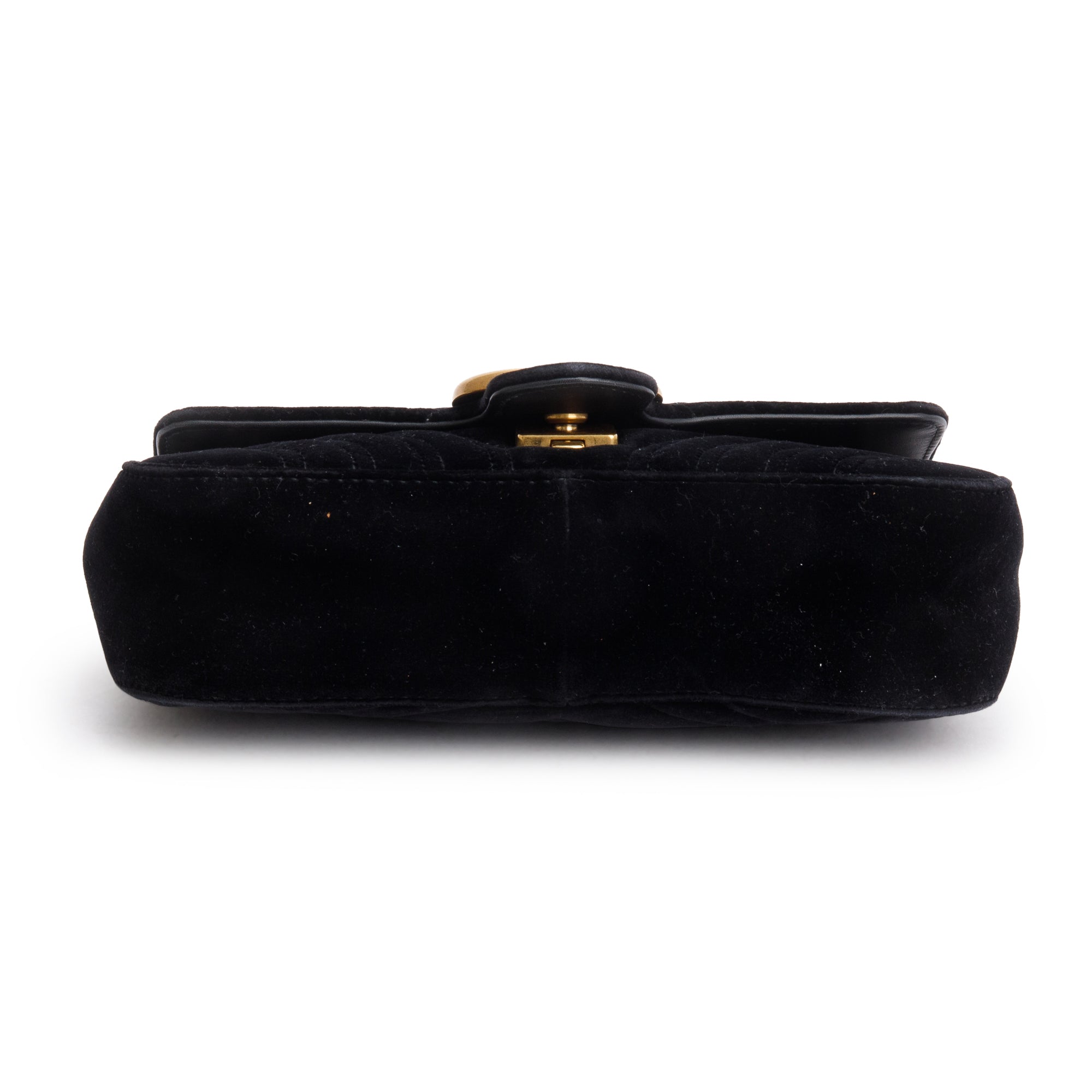 Gucci Black Velvet Matelasse GG Marmont Mini Shoulder Bag