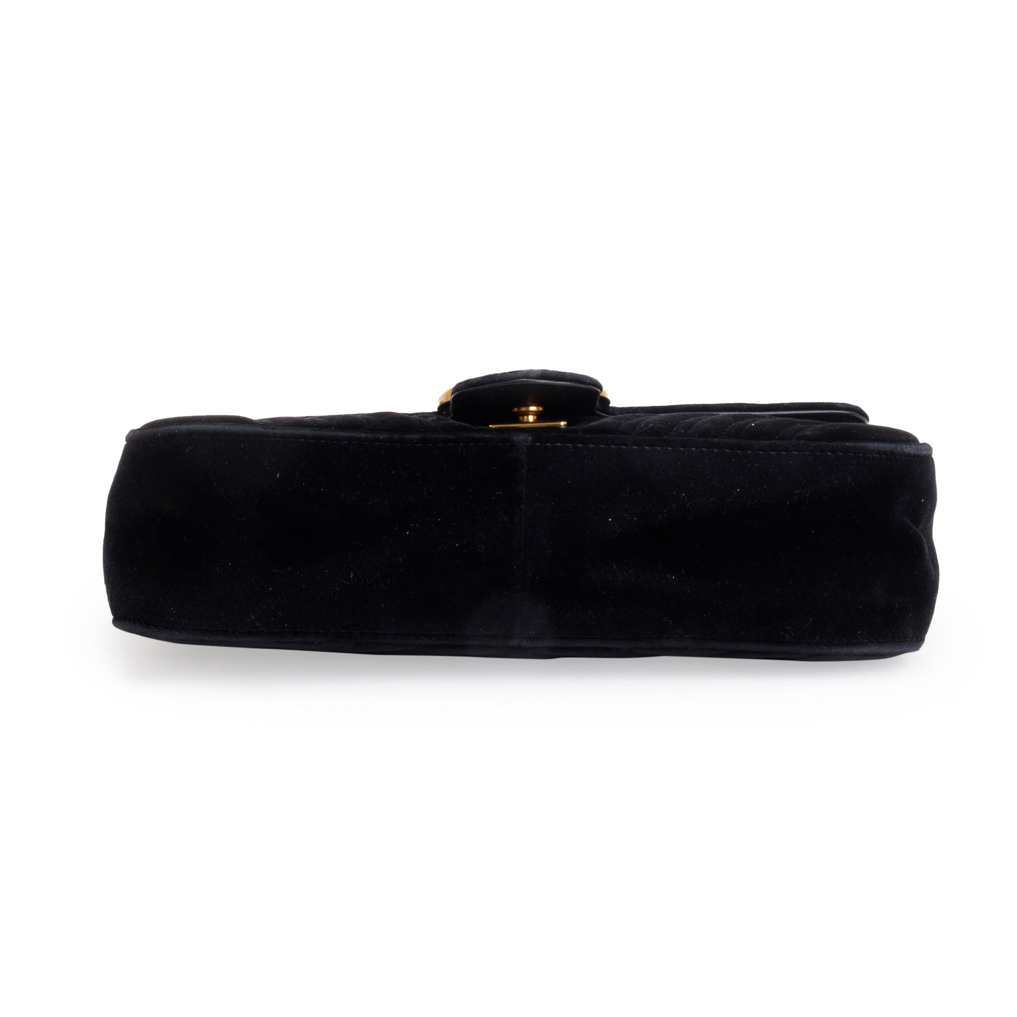Gucci Black Velvet Matelasse GG Marmont Small Shoulder Bag