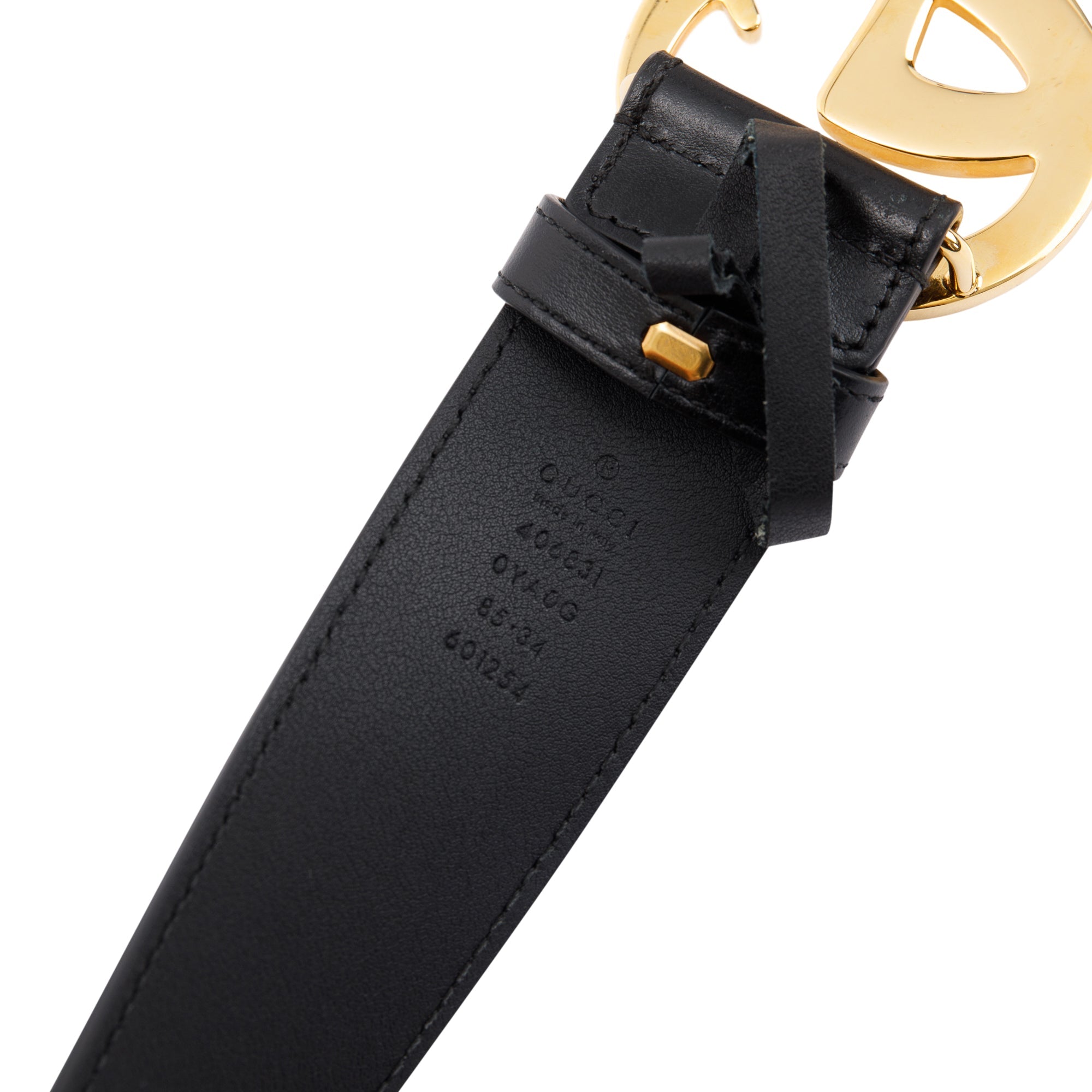 Gucci Black Wide Leather Belt with Double G Buckle 85 34