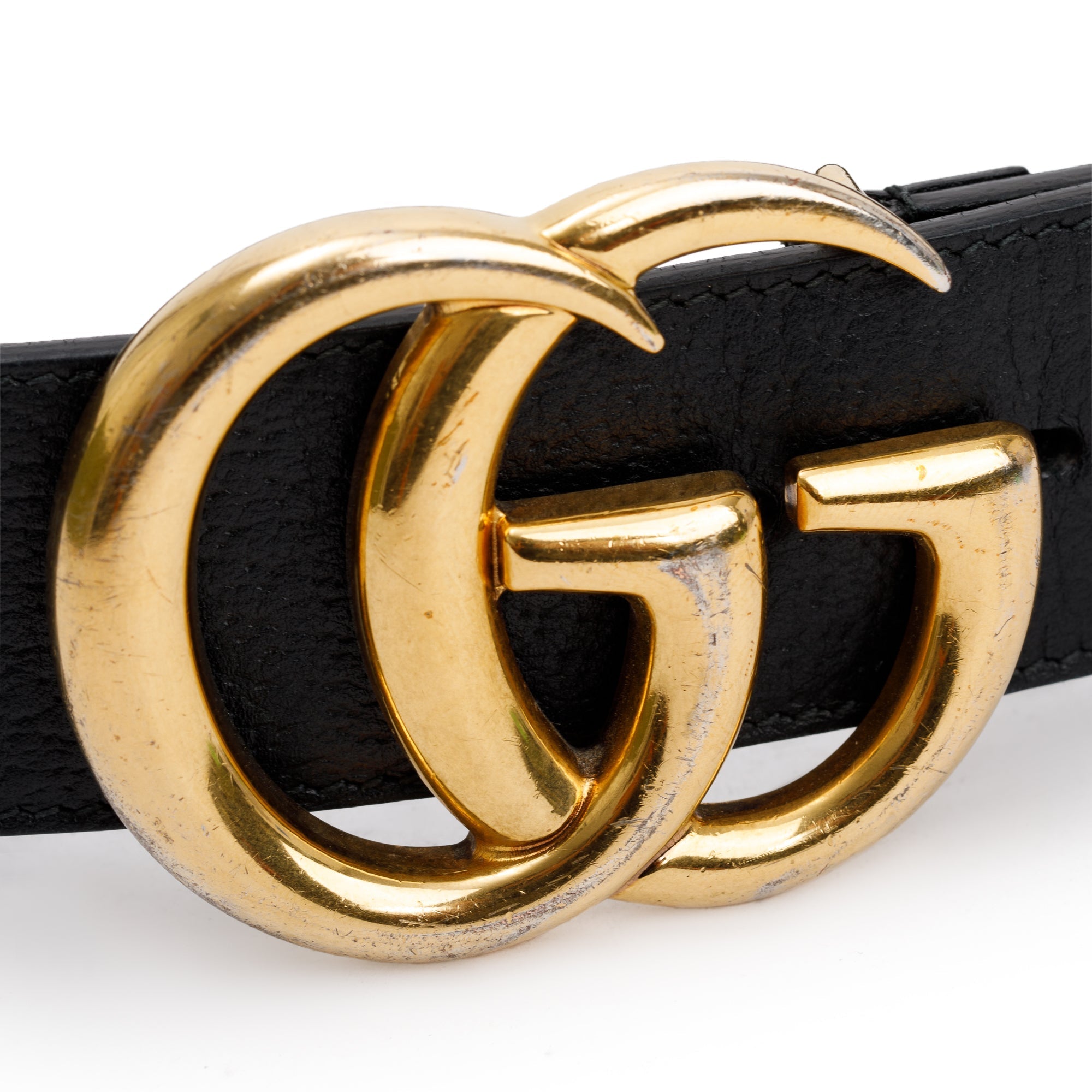 Gucci Black Wide Leather Belt with Double G Buckle 85 34 w/ Box