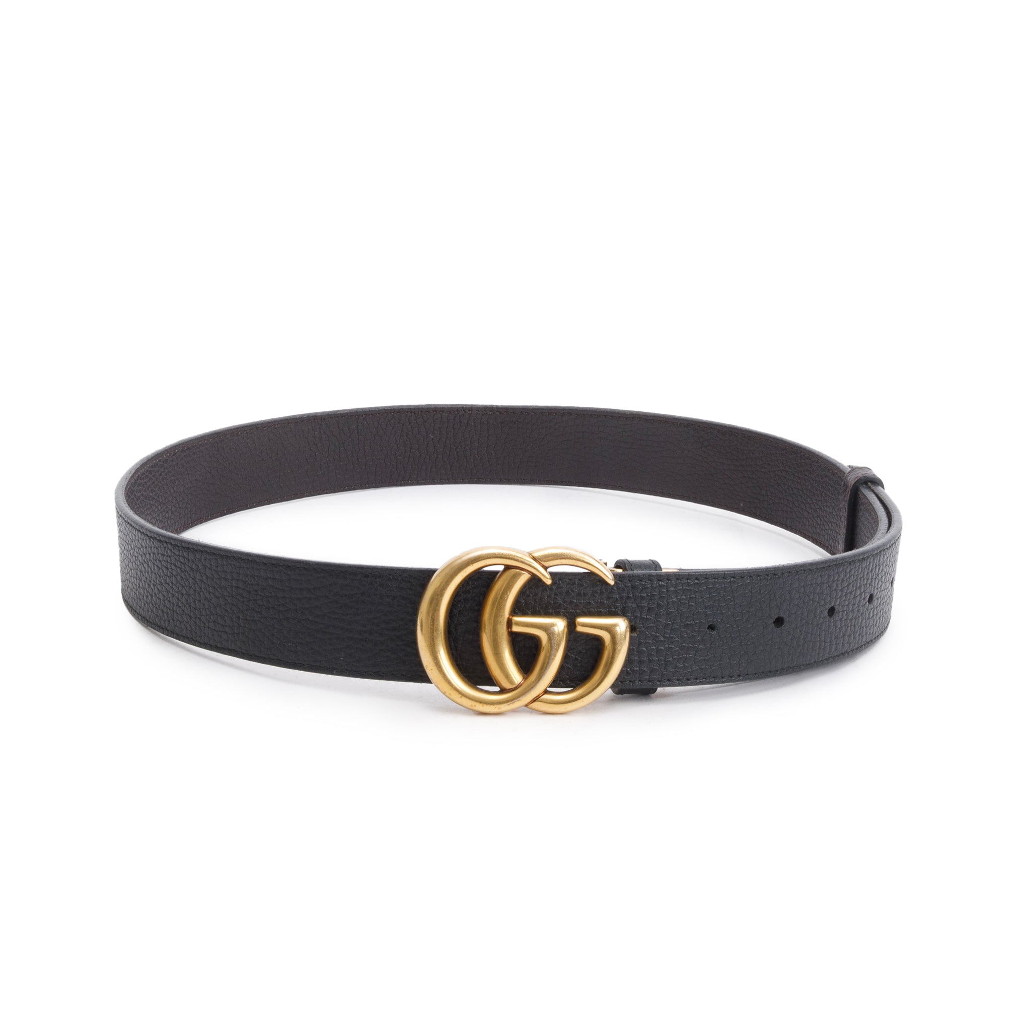 Gucci Black/Brown Reversible Leather Belt with Double G Buckle 100 40 w/ Box