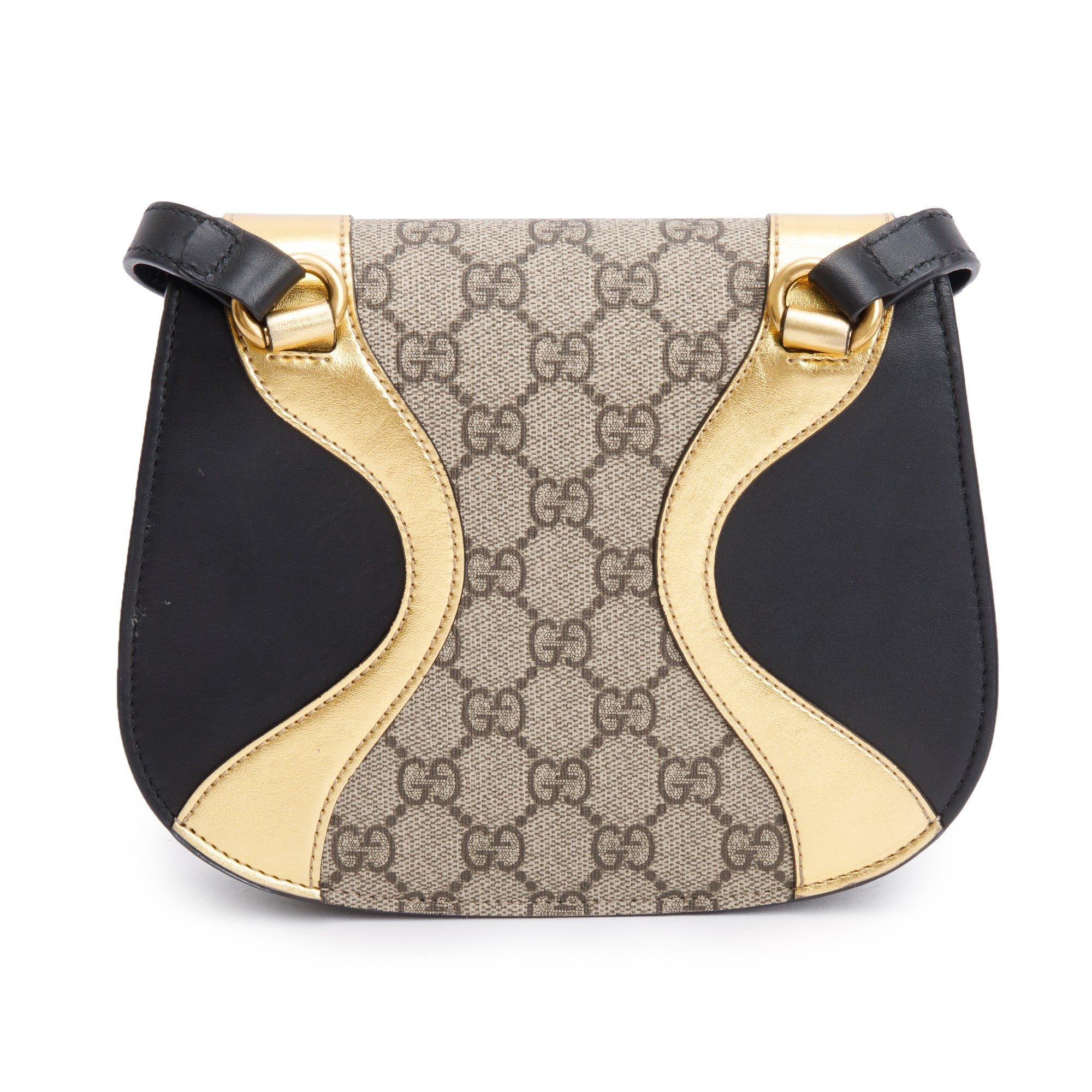 Gucci Black/Gold Calfskin Leather GG Supreme Osiride Crossbody Bag