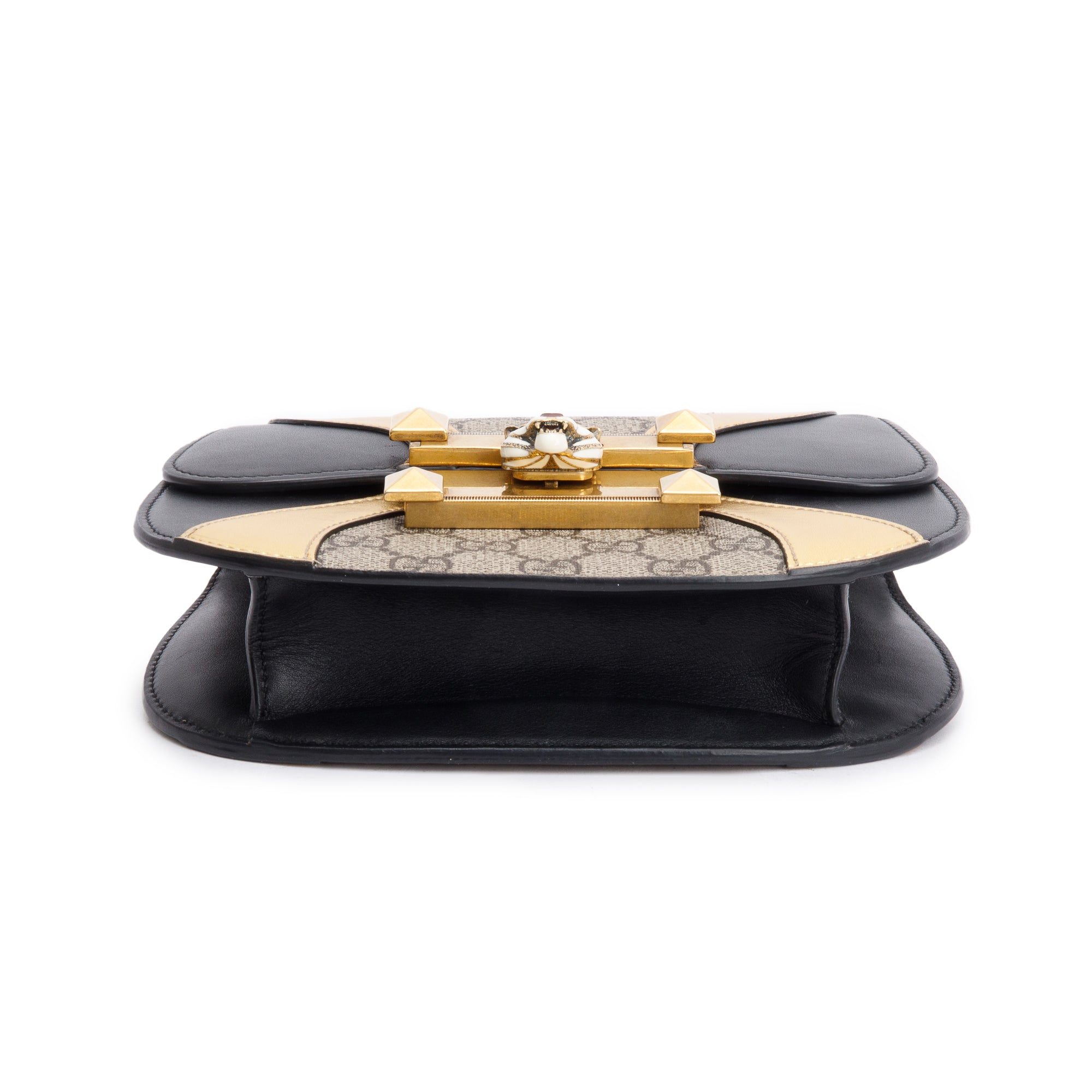 Gucci Black/Gold Calfskin Leather GG Supreme Osiride Crossbody Bag