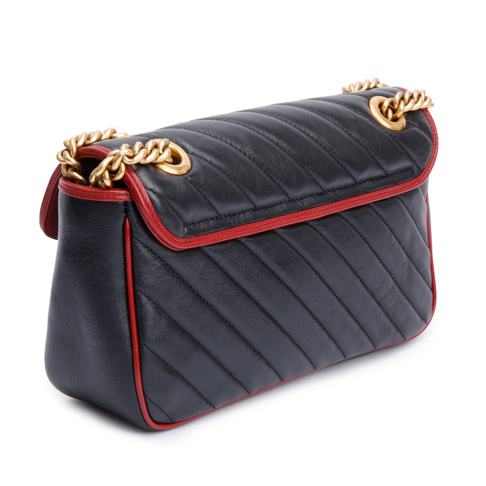 Gucci Black/Red GG Marmont Matelasse Leather Torchon Small Shoulder Bag