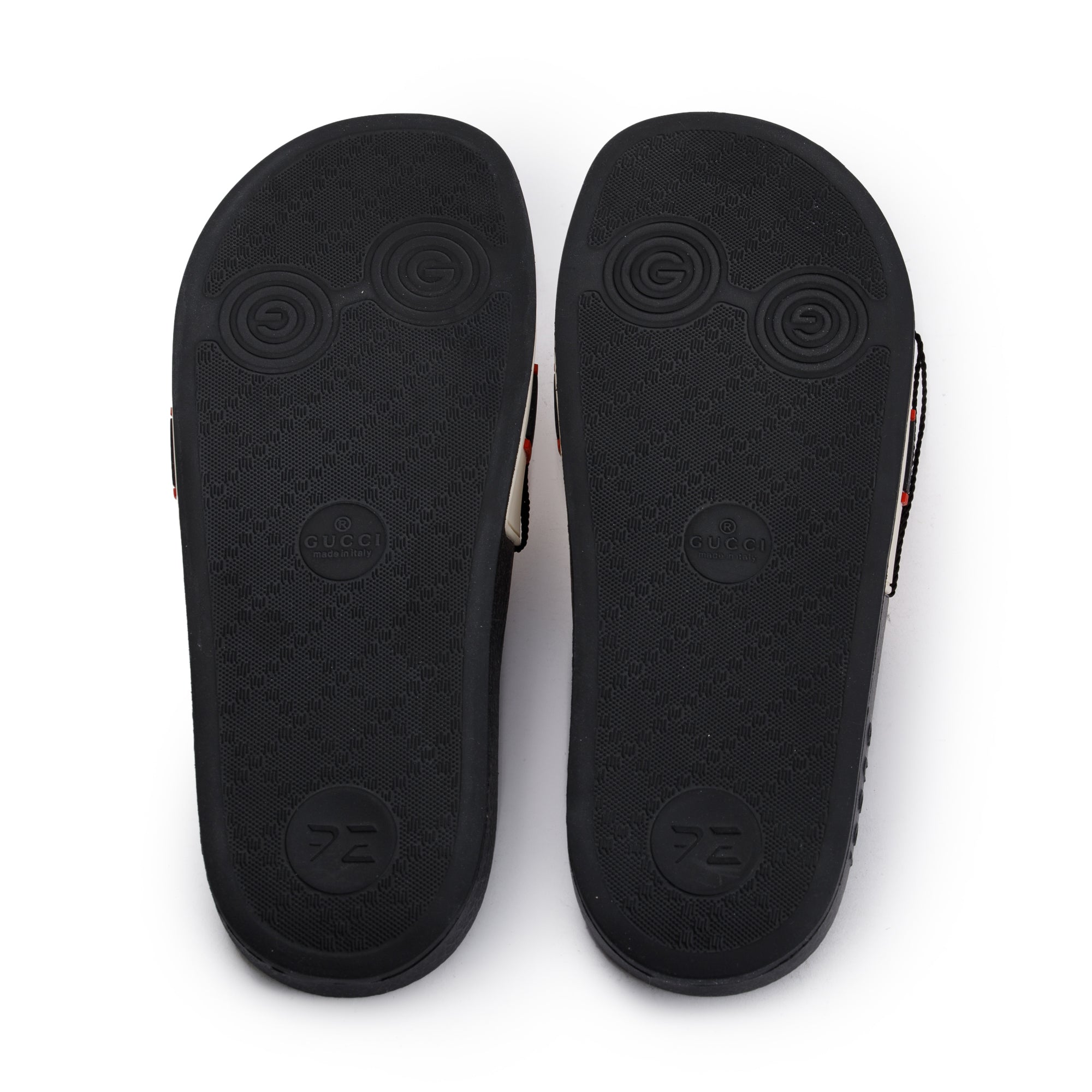 Gucci Black/White Rubber Logo Slides, Size 7.5 w/ Box
