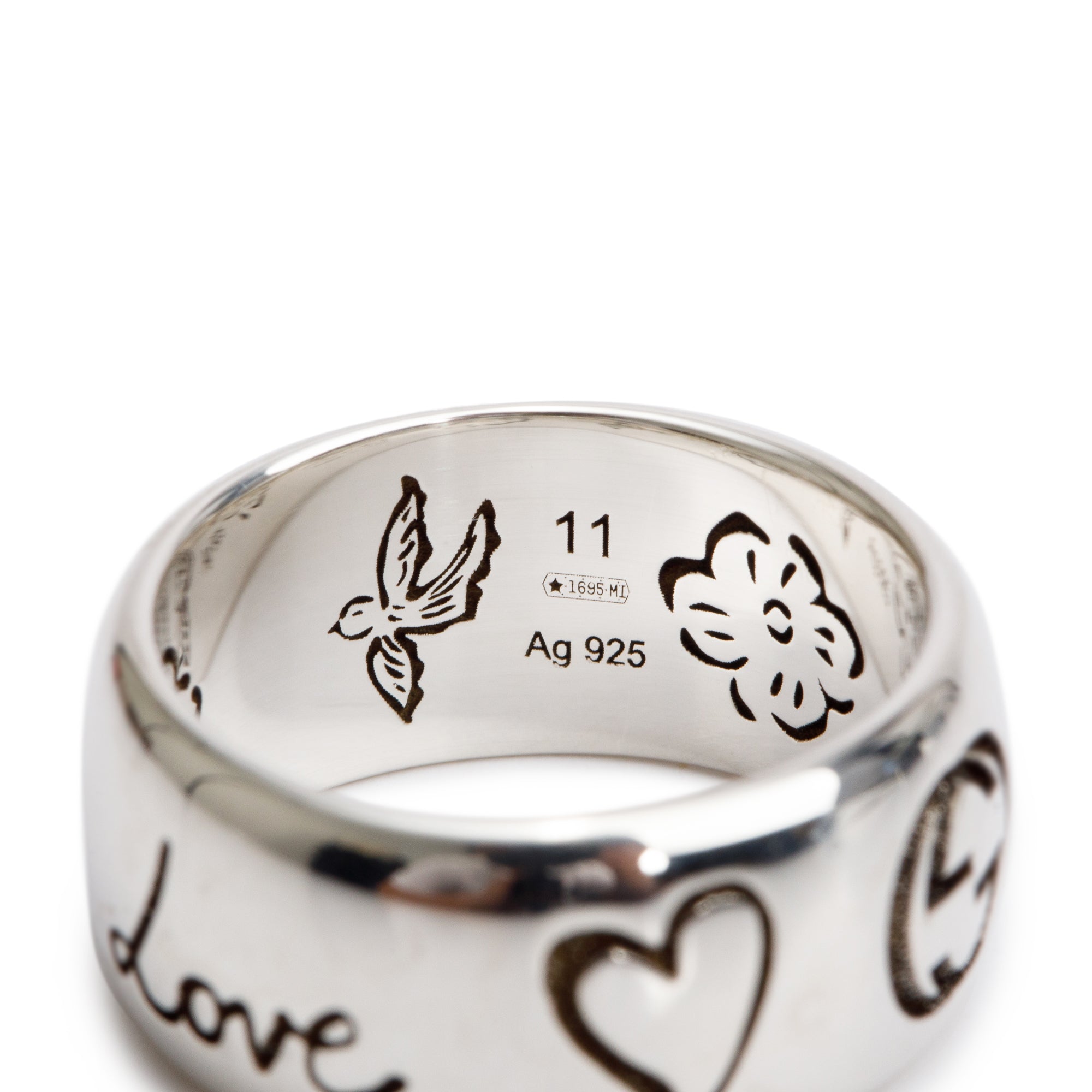 Gucci Sterling Silver Ring Gucci Ring Blind For Love Gucci