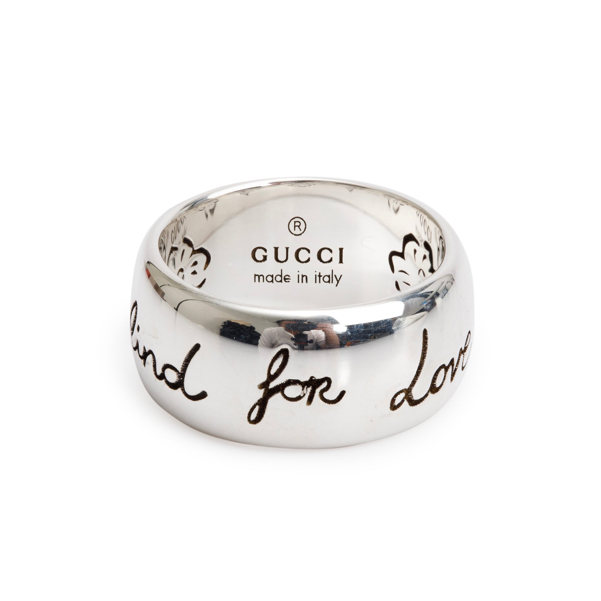 Gucci "Blind for Love" 9MM Wide Band Ring, Size 11 5.25