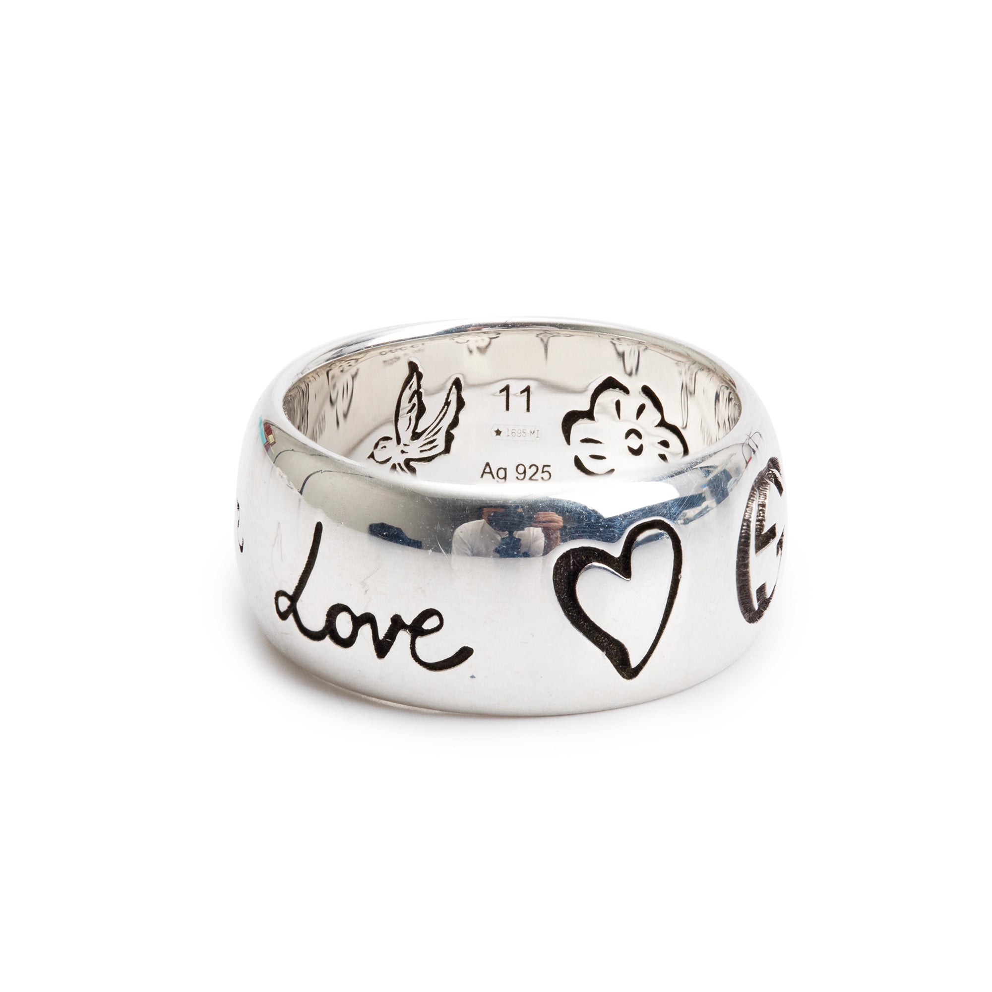 Gucci "Blind for Love" 9MM Wide Band Ring, Size 11 5.5