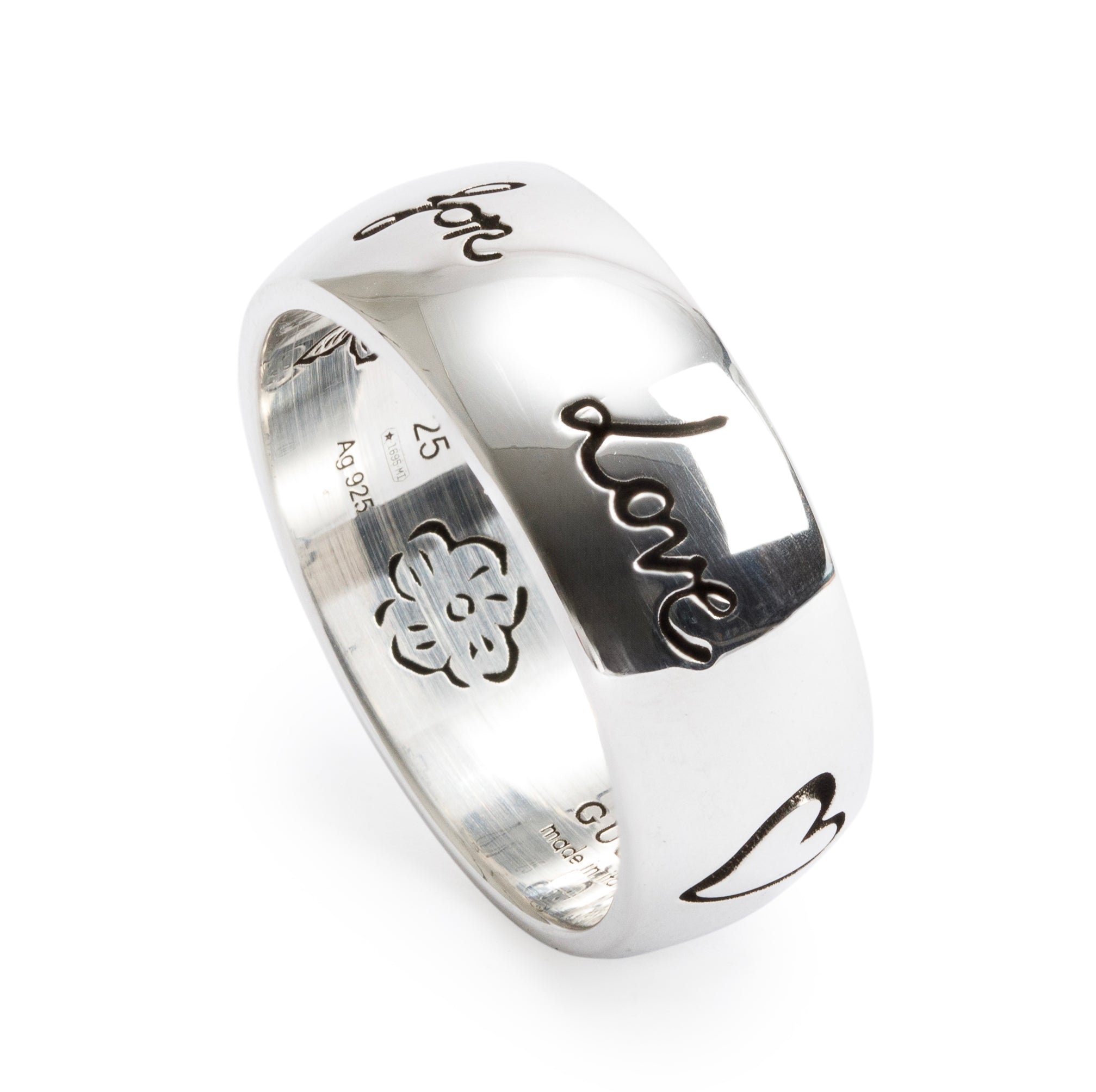Gucci "Blind for Love" 9MM Wide Band Ring, Size 25 11