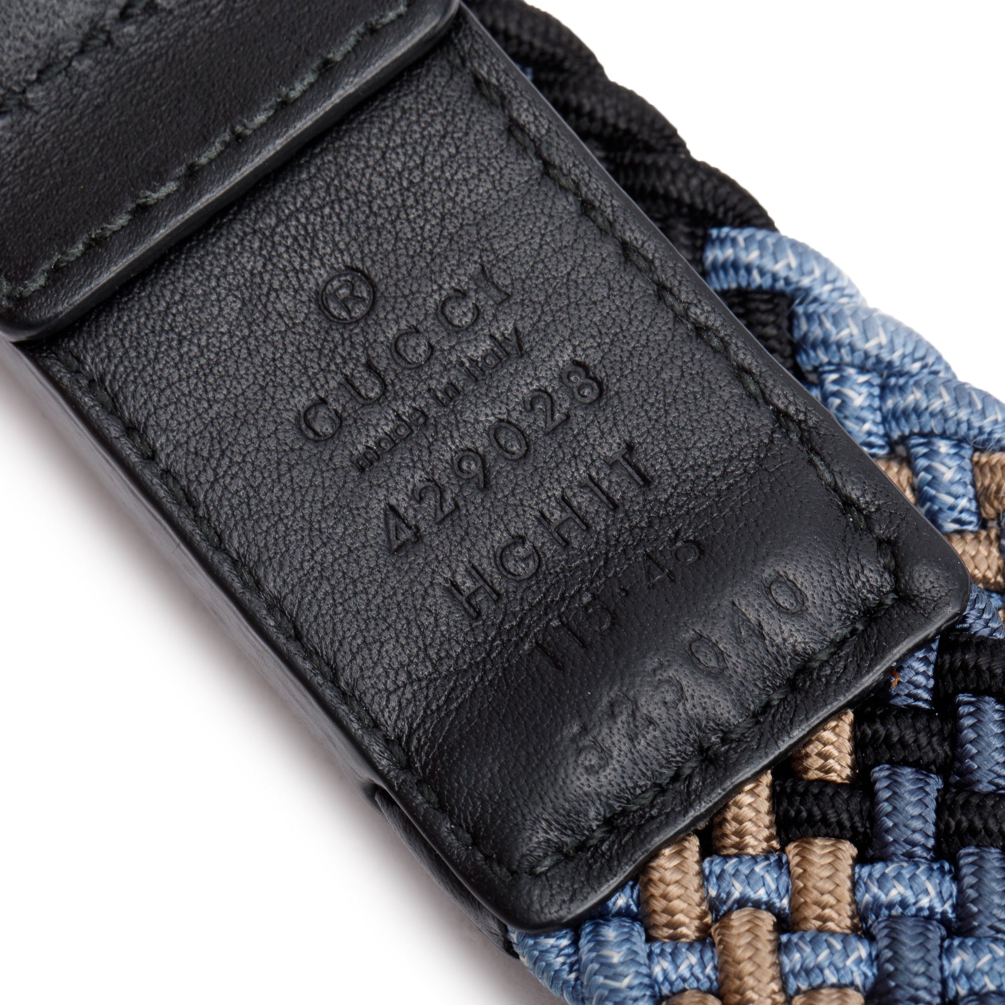 Gucci Blue Braided Elastic Belt with Tang Buckle 115 45