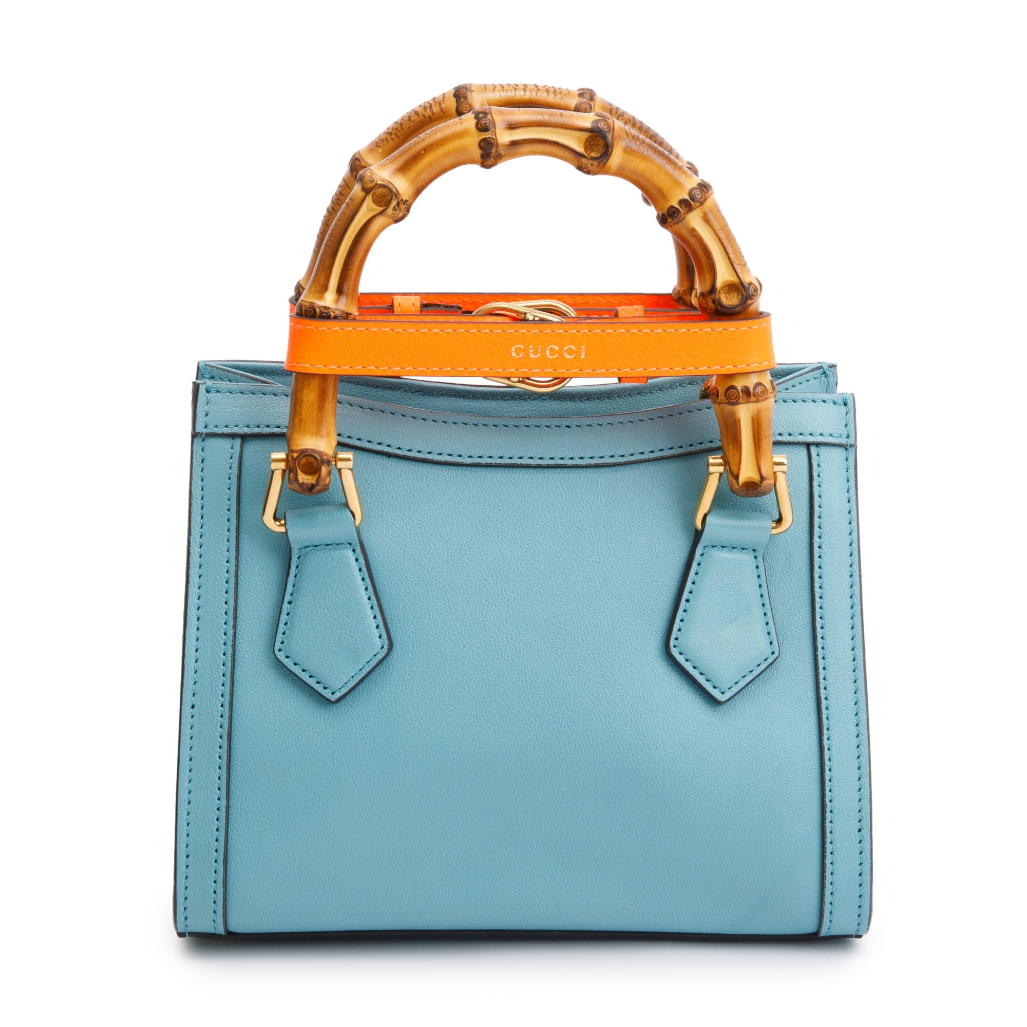 Gucci Blue Calfskin Leather Diana Mini Tote Bag w/ Strap