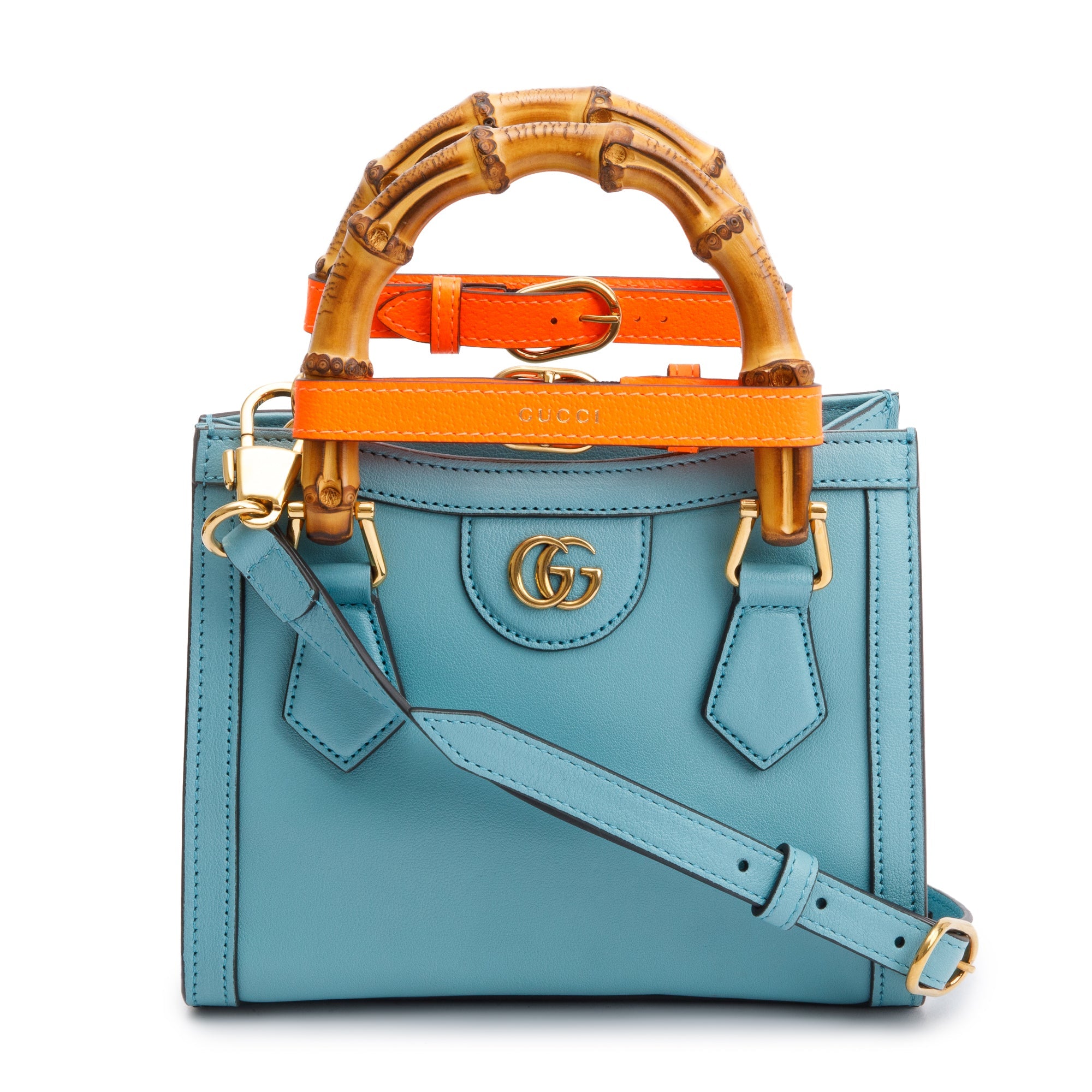 Gucci Blue Calfskin Leather Diana Mini Tote Bag w/ Strap