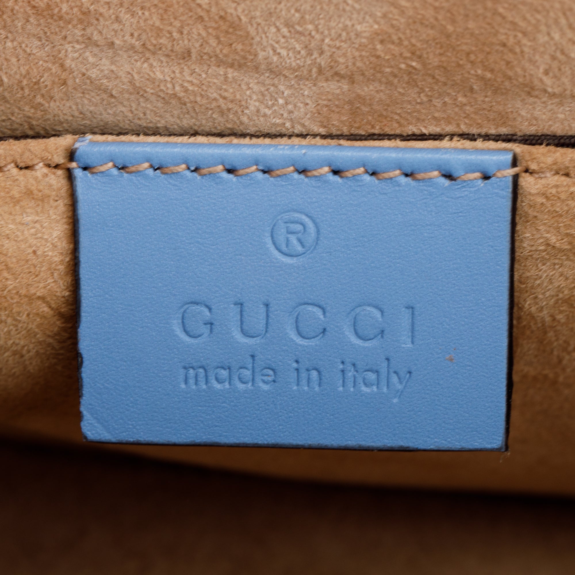 Gucci Blue Calfskin Leather Mini Sylvie Handle Bag w/ Straps